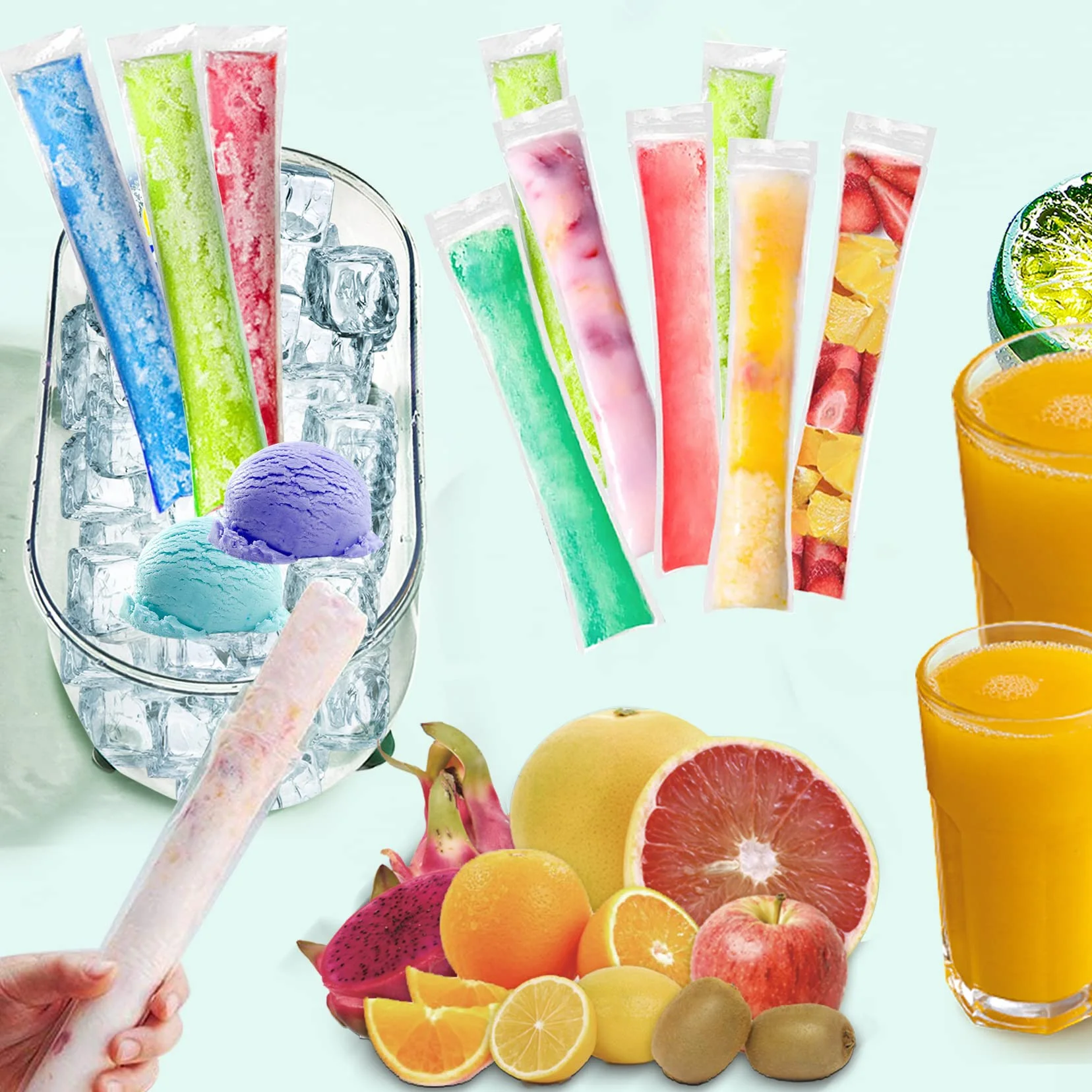 Bolsas para Paletas de Popsicle sin BPA con Embudo 5 x 22 cm