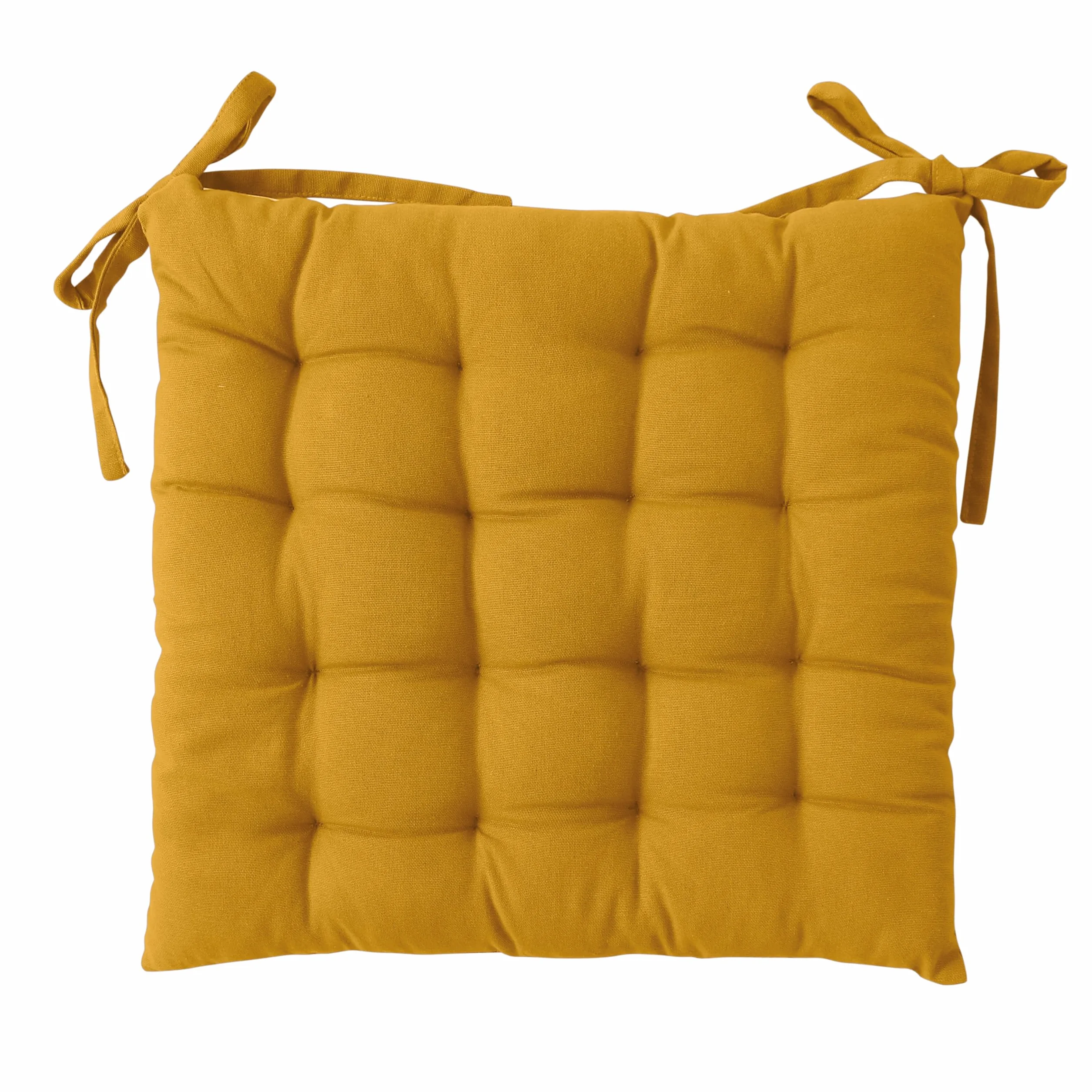 Cojín de Silla piqué algodón ÖkoTex 38 x 38 cm Mostaza Reversible