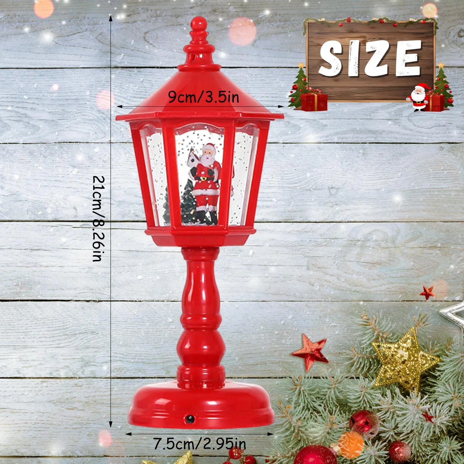 Linterna de Navidad bola de nieve con música LED blanca cálida, decoración interior