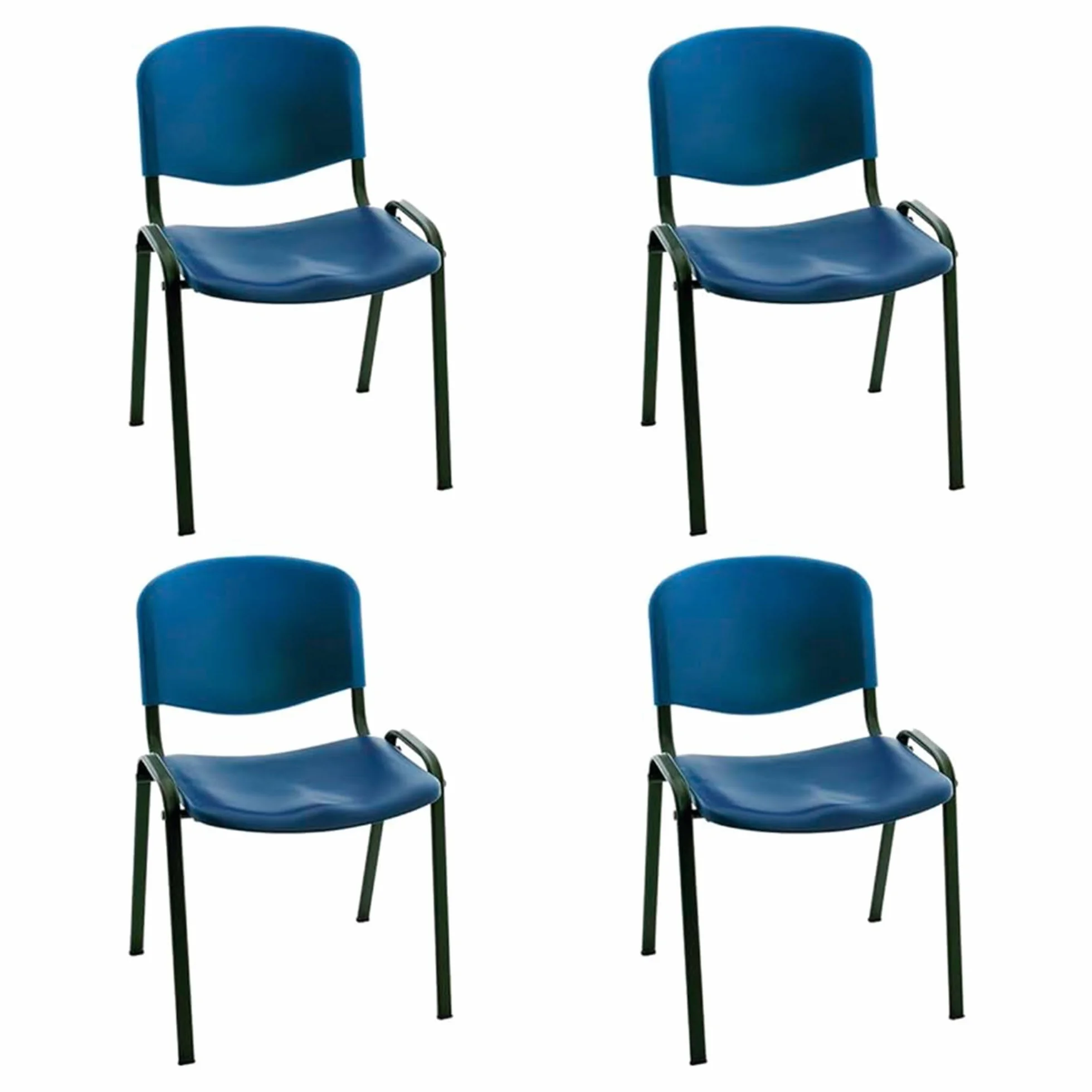 La Silla Confidente ISO de Plástico Apilable Pack de 4 Azul para Sala de Espera Oficina Reuniones