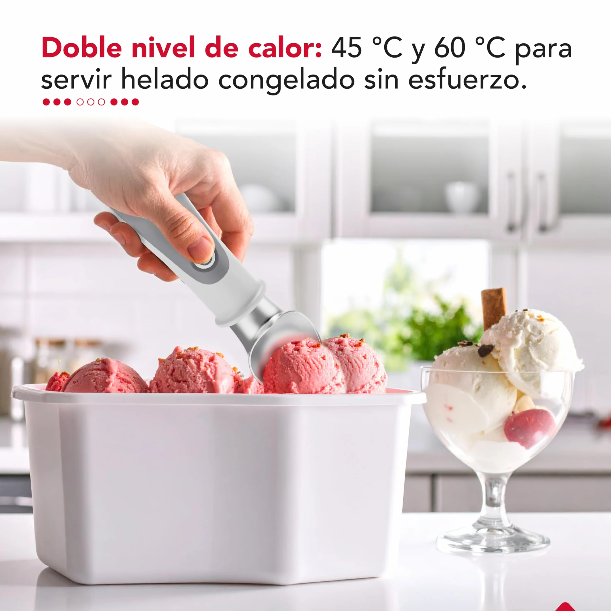 Thörben Cuchara de Helados Eléctrica Calentada USB-C, Doble Nivel de Calor 45°C y 60°C, Material Grado Alimenticio