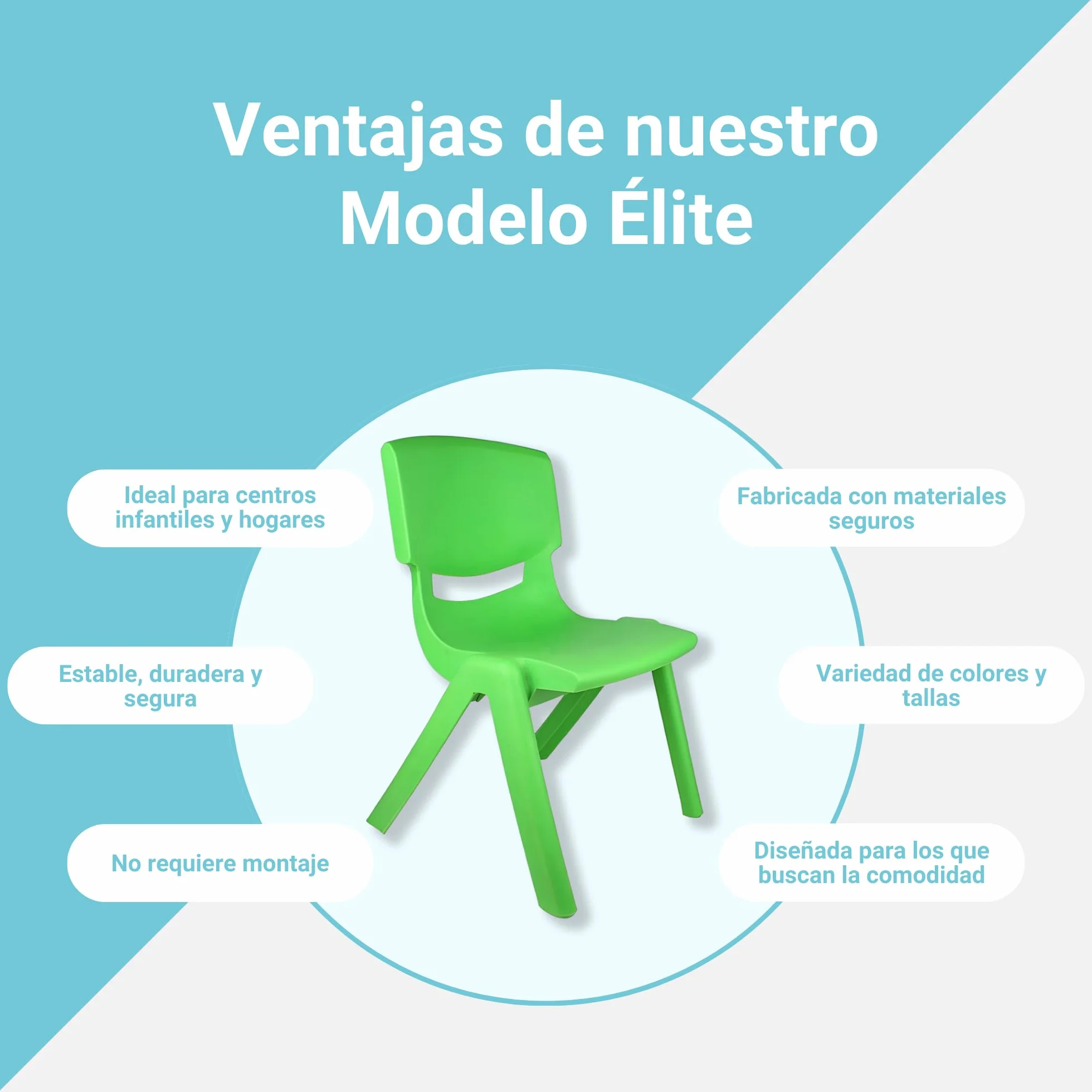 Silla Infantil de Plástico Élite Ideal para Centro Infantil y Hogar – Resistente, Segura y Sin Montaje Requerido - Talla 3 (Altura 34 cm), Amarillo