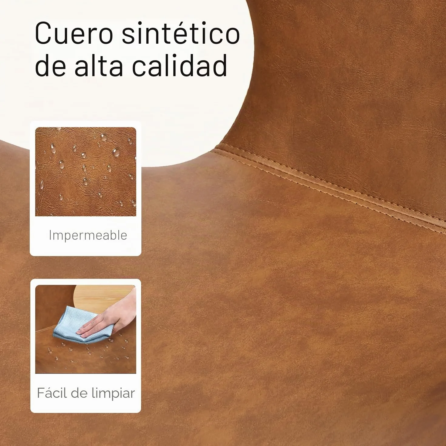 Zouron - Silla de comedor (estilo de madera curva), juego de 1,sillón moderno marrón, silla tapizada de piel sintética, silla de salón con respaldo, silla de cocina, silla de oficina en casa