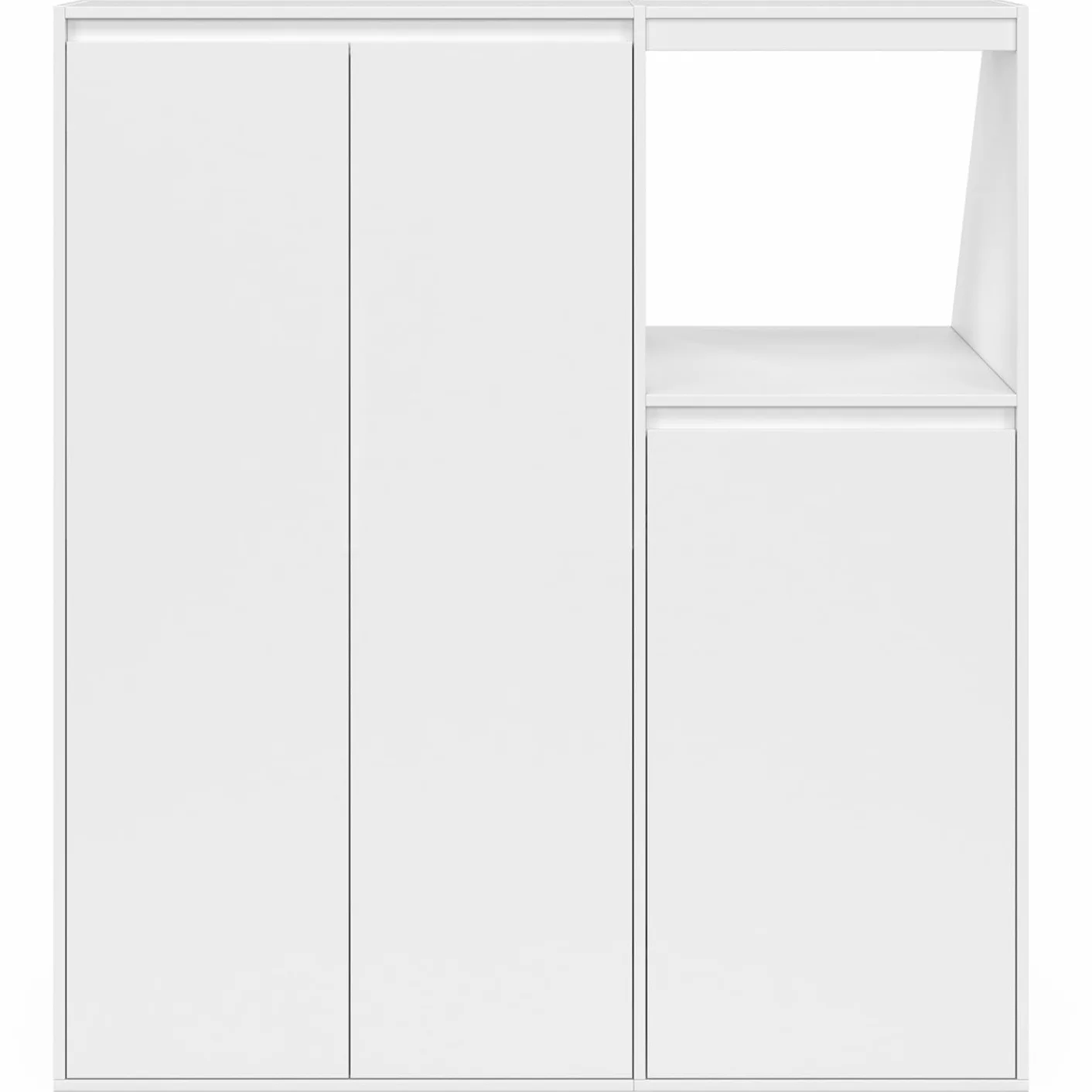 IDMarket - Juego de armarios bajo pendiente de 2 puertas + 1 puerta y 1 nicho TOMI blanco