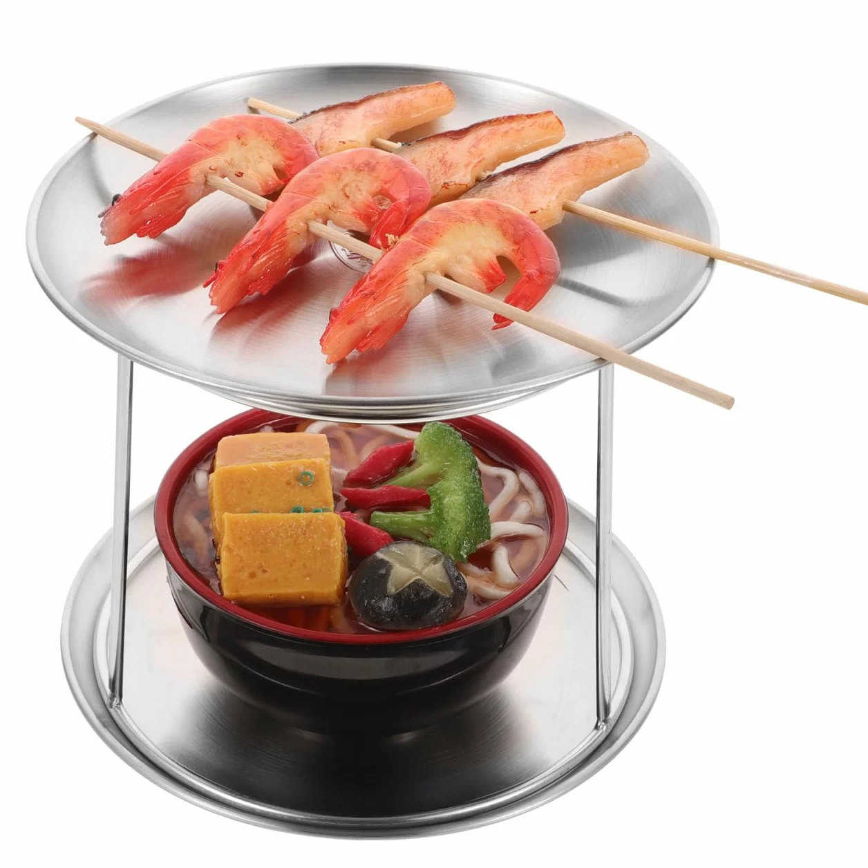 Cabilock 1 Conjunto De Mariscos De 2 Niveles Bandeja De Mariscos De Aluminio Bandeja De Ostras Bandeja De Mariscos Redonda De Postre Plato De
