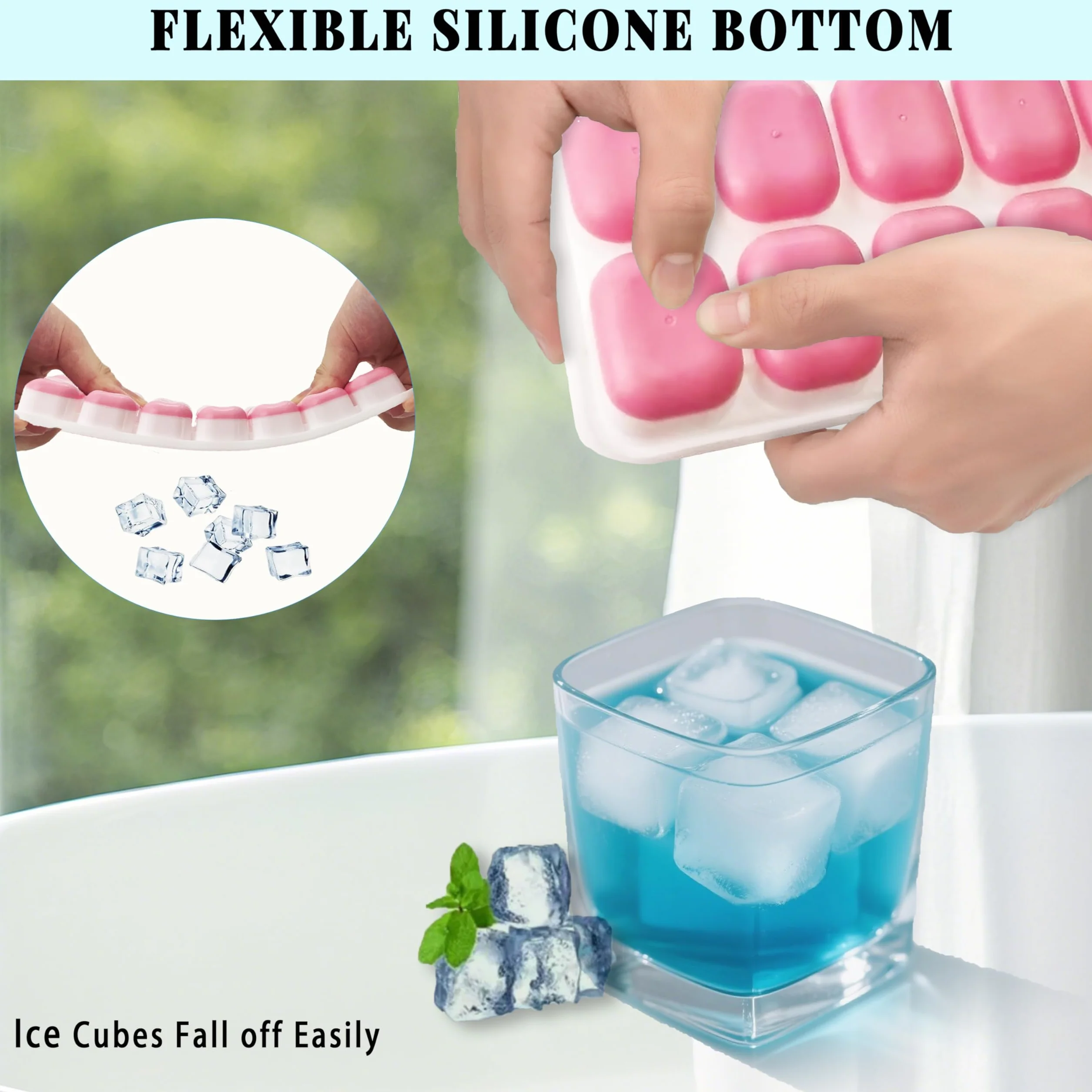 Cubiteras para Hielo con Tapa, Silicona Grado Alimenticio, Certificación LFGB, 4 Cubos