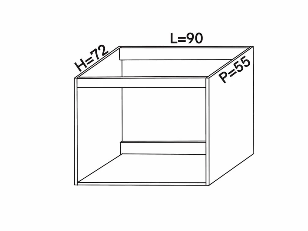 Alfredo Calandrelli Mueble para fregadero empotrado sin puertas, color cerezo, medidas 90 x 55 x 72, grosor 18 mm