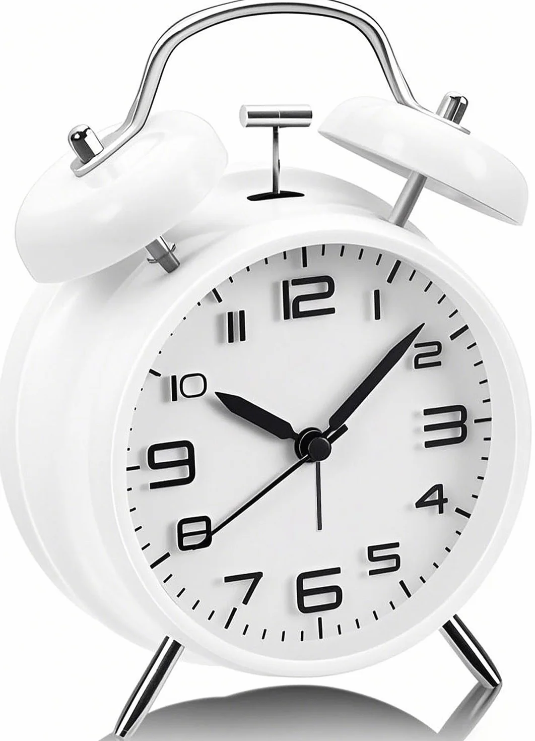 Reloj despertador analógico, con doble campana, extra fuerte para personas con sueño profundo, sin tictac, funciona con baterías con luz nocturna, reloj de mesa vintage de metal para adultos