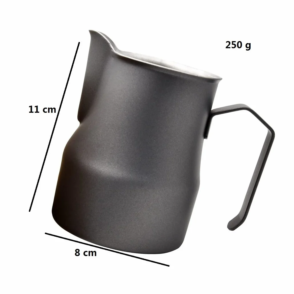 Jarra de Leche y Espuma de Acero Inoxidable, Estilo Europeo, Negro 500ml/17oz