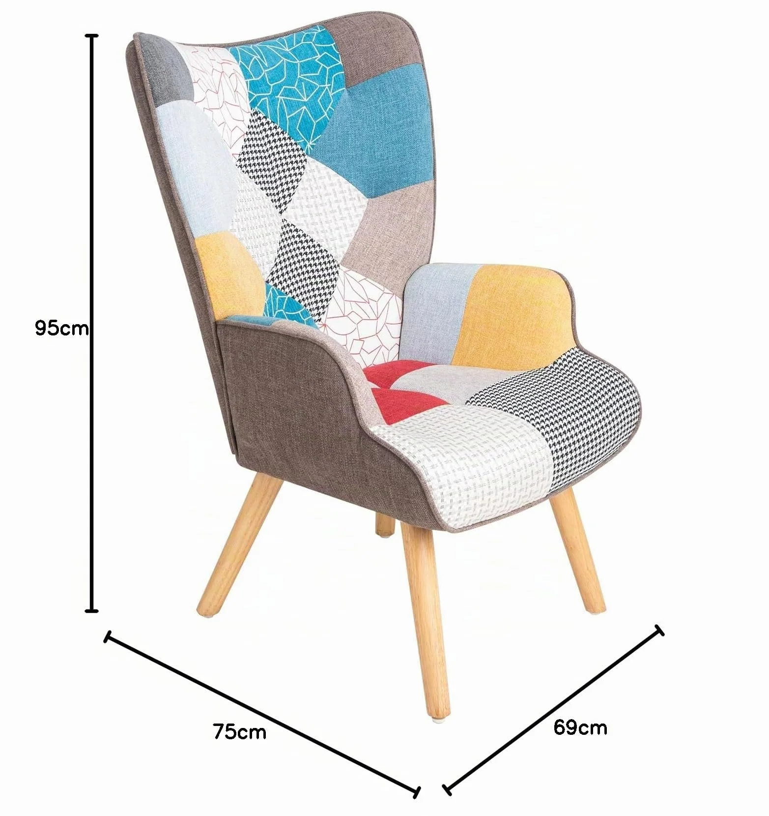 Gardenia Sillón Relax Quebec Patchworks Patchwork, 69x75x95