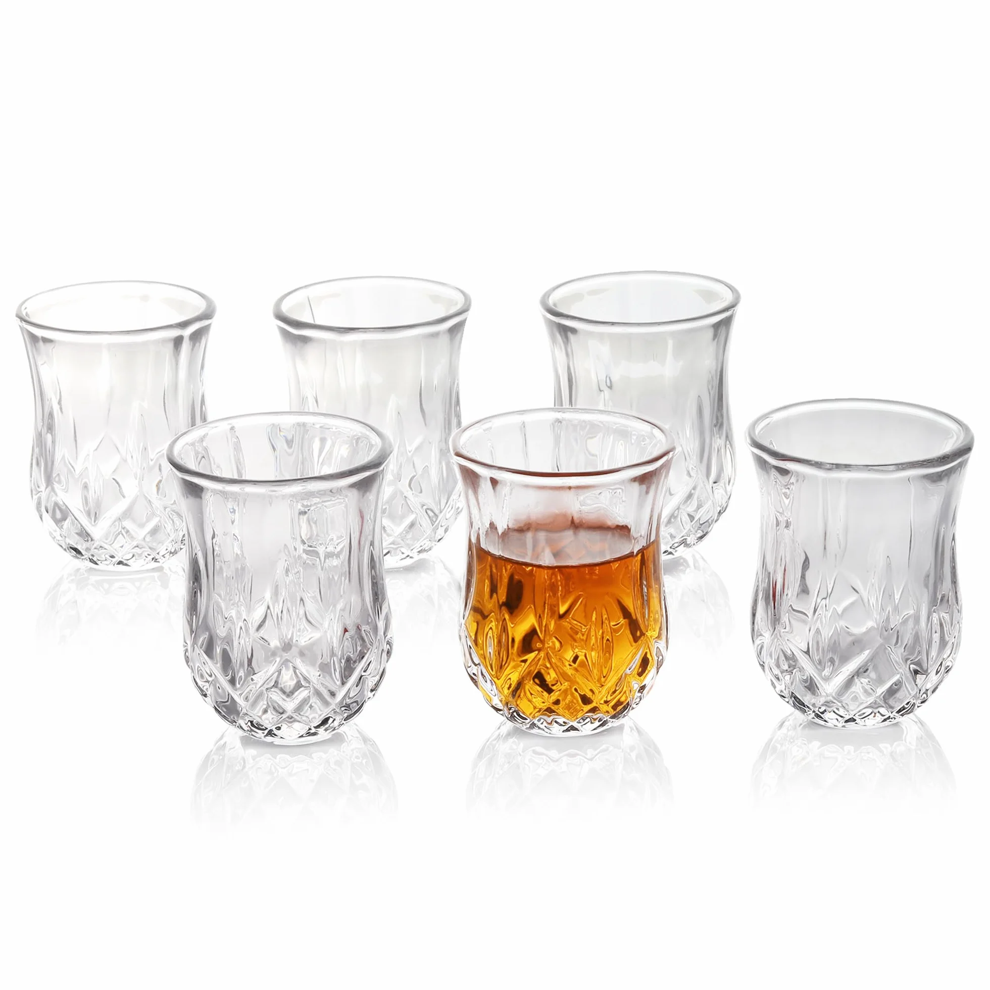 QUAFFER Vasos de chupito con patrón de diamante (juego de 6)