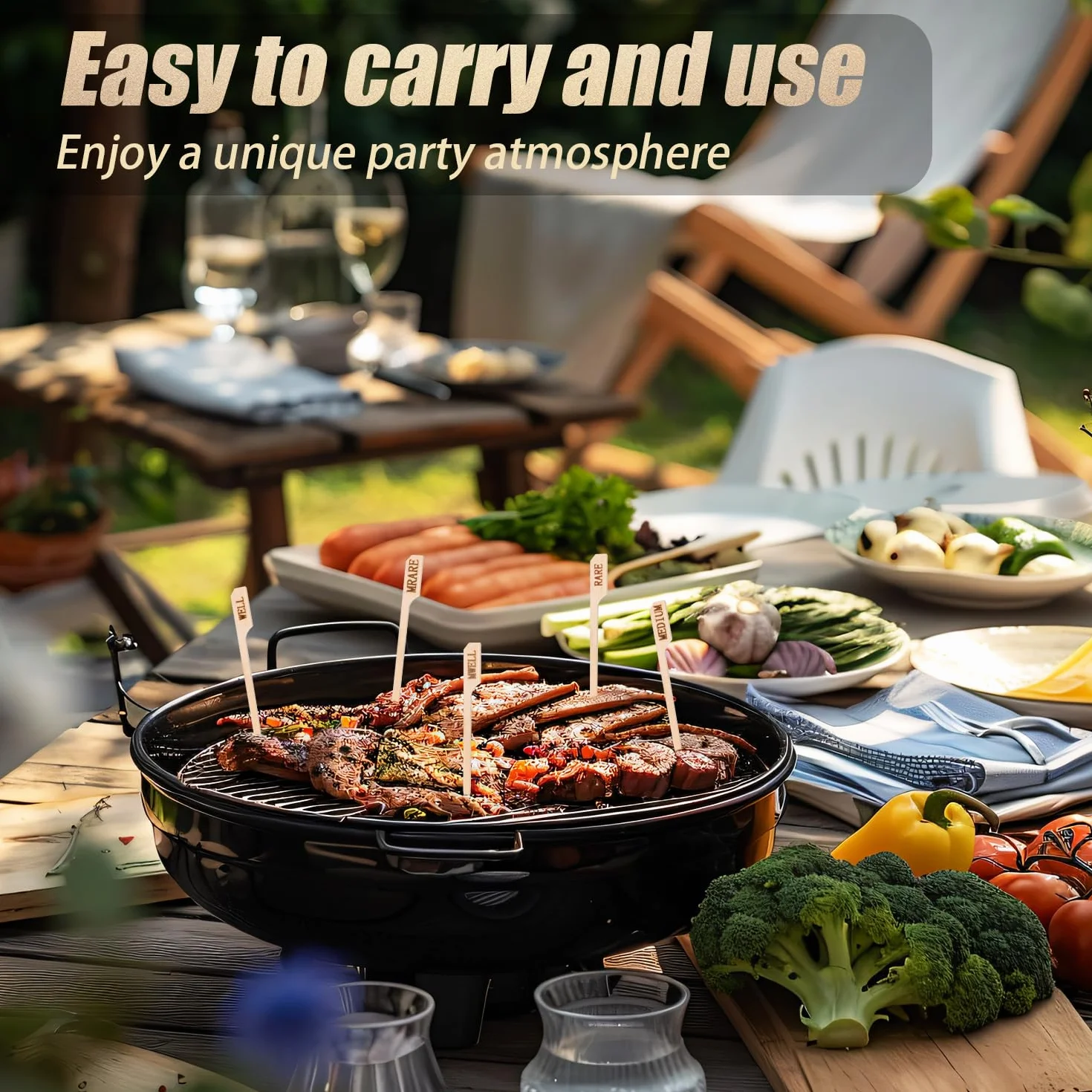 500 palillos de madera para temperatura de carne, pinchos planos para barbacoa, parrilla, frutas, asar, fiesta, cóctel