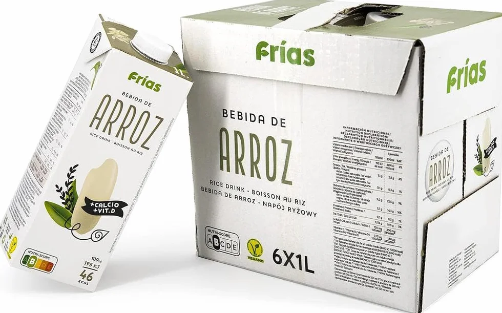 Frías Bebida Vegetal de Arroz Pack 6x1L Rica en Calcio y Vitamina D Sin Gluten Sin Lactosa Sin Azúcares Añadidos