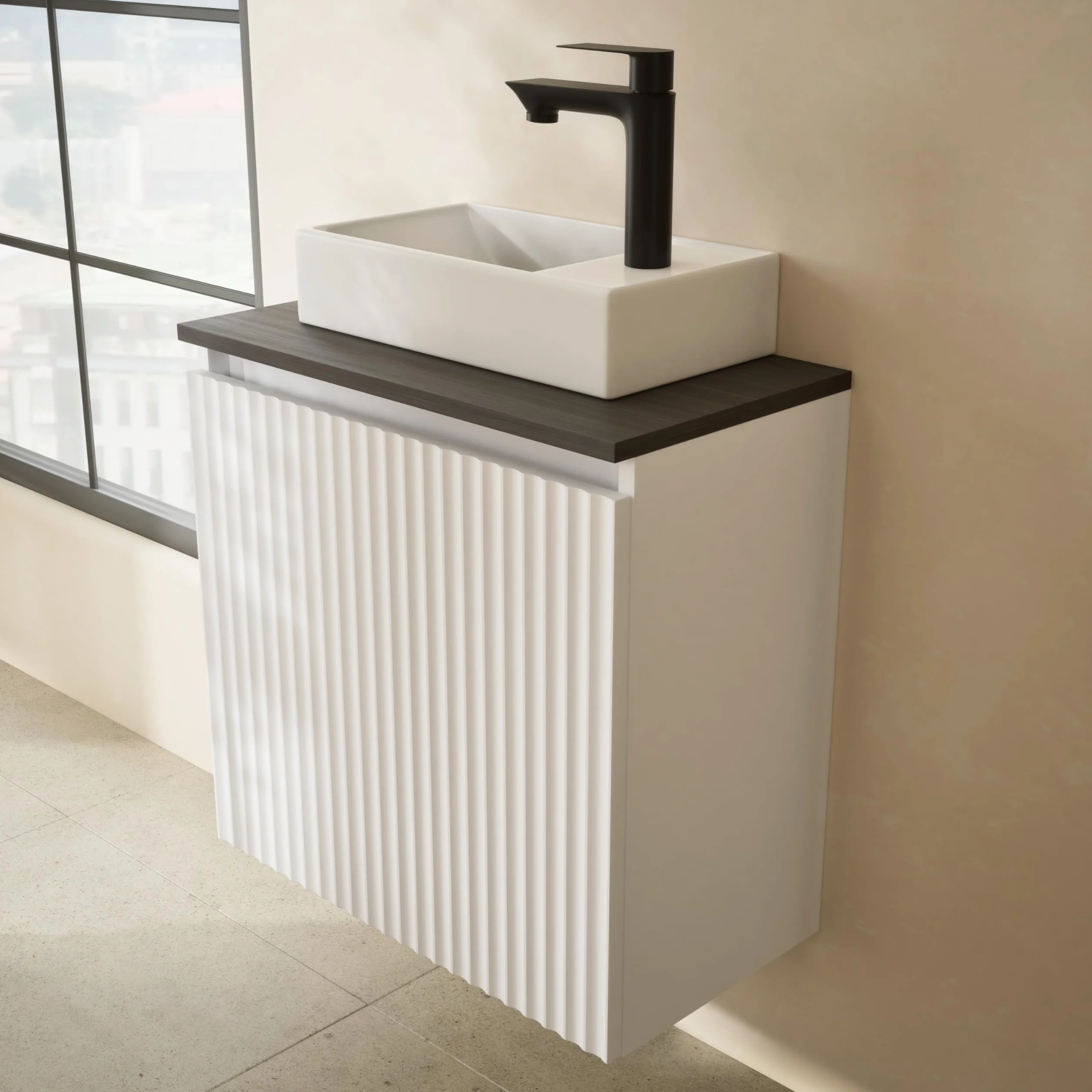 Planetmöbel Conjunto de Muebles de baño Lavabo con Mueble bajo 56 x 55 x 30 cm Blanco, Mueble bajo con Lavabo para baño, Aseo de Invitados y Cuarto
