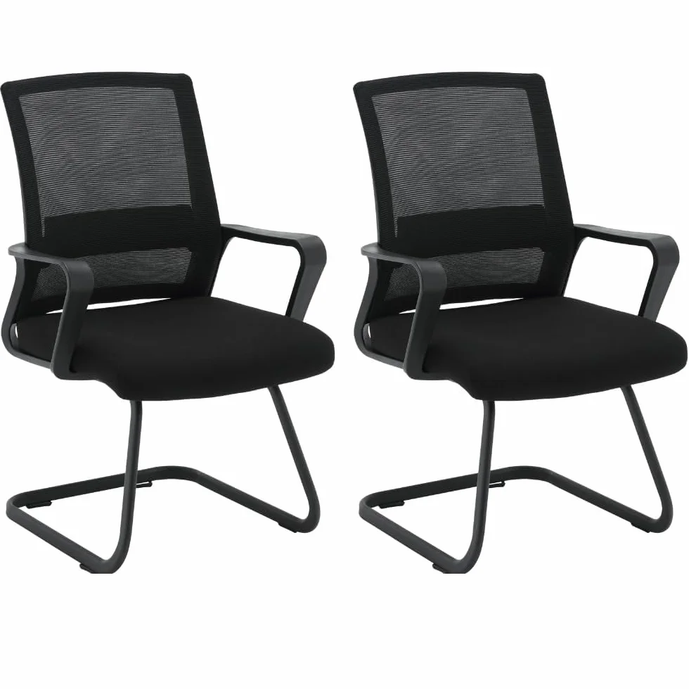 ZIK - Par de sillas para sala de espera, sillas con reposabrazos, cómodas y transpirables para acoger invitados y clientes, para salas de reuniones, sillas acolchadas sin ruedas, sillones para sala de