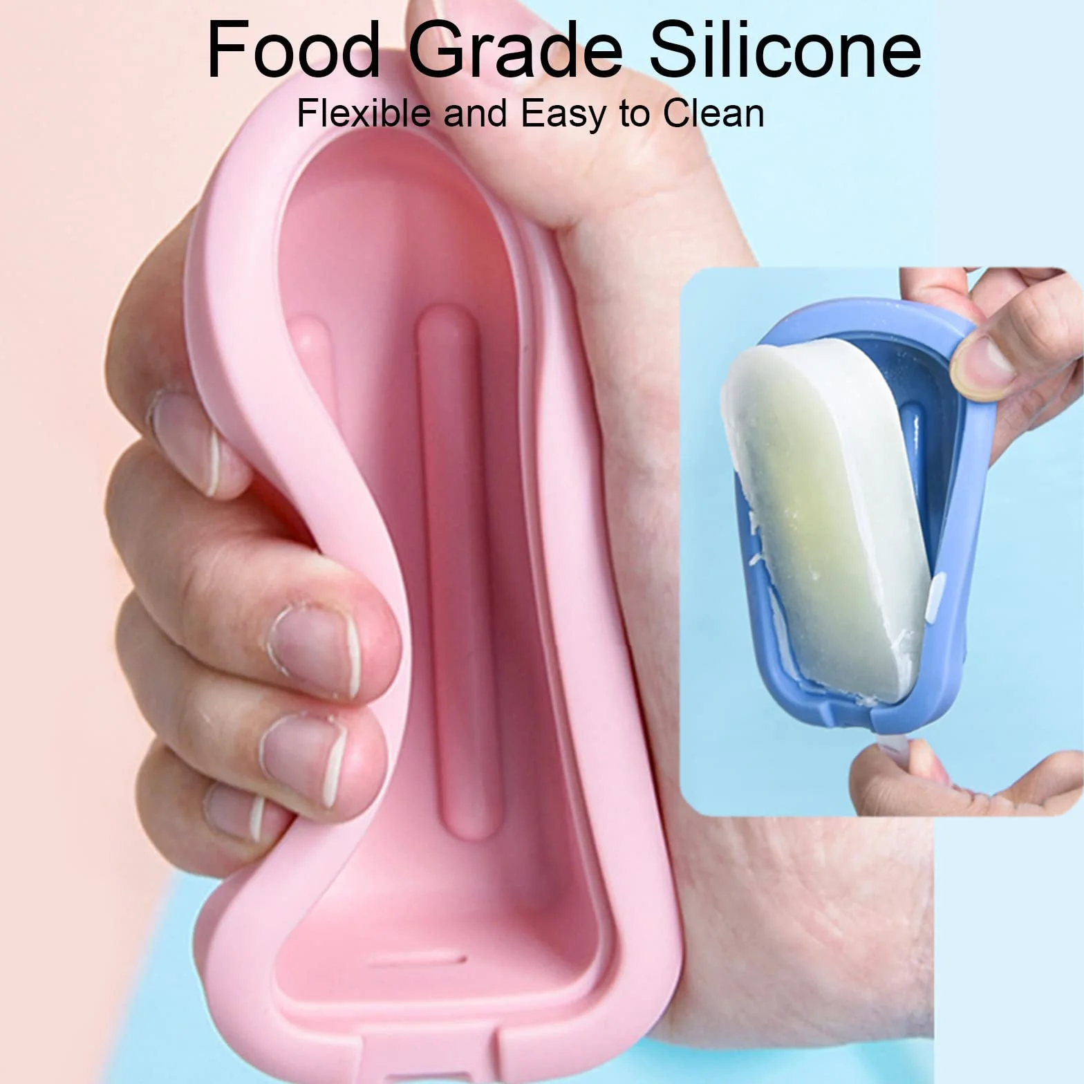 Juego de 4 Moldes de Silicona para Helados con Asas, Moldes Paletas Chocolate Multicolor