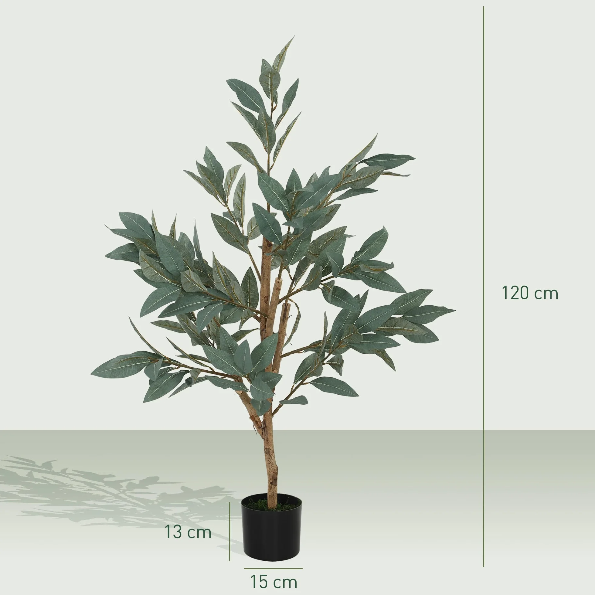 HOMCOM Planta Artificial Decorativa Grande 120 cm Laurel Interior Verde