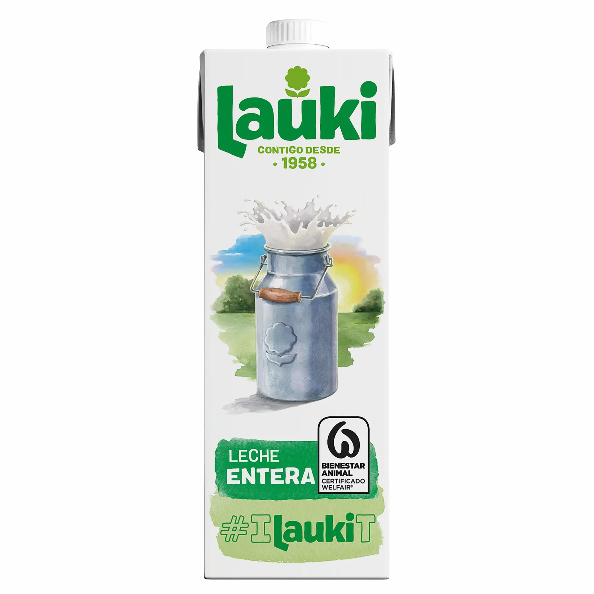 Lauki Leche Entera Bienestar Animal Sin Azúcar Añadido Sin Gluten Brik UHT Pack 6 x 1L