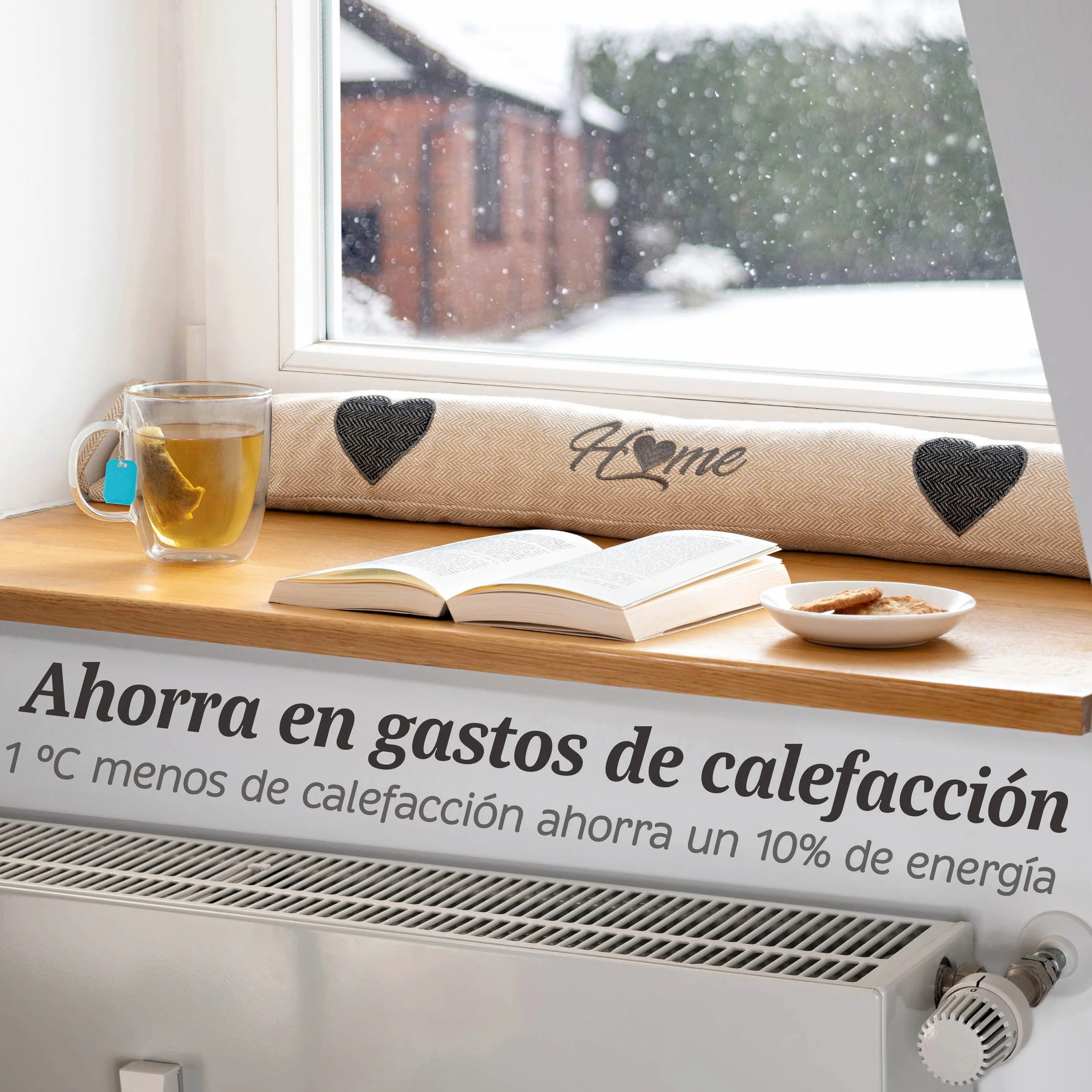 Praknu Burlete Protector contra Frío y Viento 90 cm Lavable Extra Pesado para Puertas y Ventanas Beige
