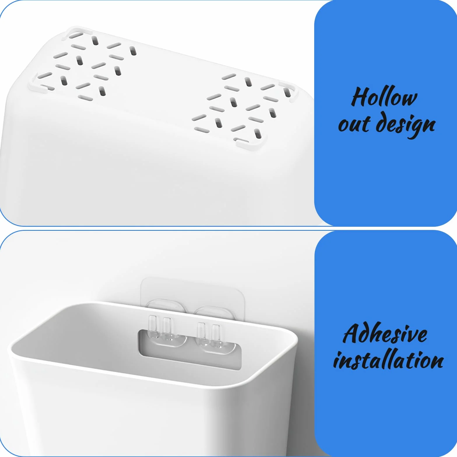 Collazoey 4 Piezas Cajas de Almacenamiento Autoadhesivas para Montar en la Pared,Caja De Almacenamiento De Puerta De Cocina,para gabinete,baño, refrigerador, Organizador de artículos pequeños