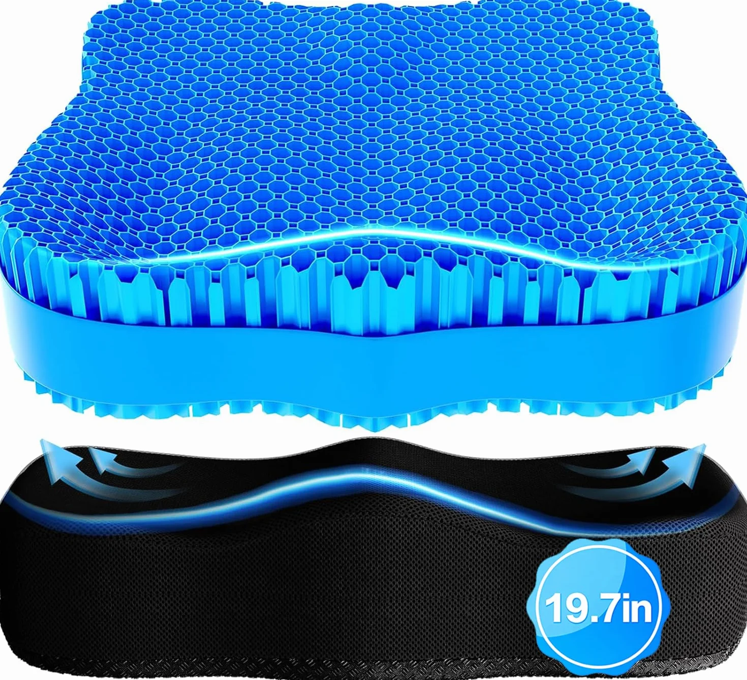 Cojín de Gel para Silla de Ruedas, Alivia la ciática, Espalda, coxis, úlceras por presión y úlceras, cojín refrescante y ergonómico para Silla