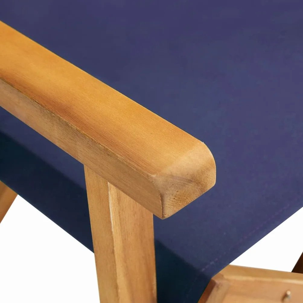 vidaXL 2X Sillas Director Mobiliario Decoración Duraderas Robustas Resistentes Prácticas Funcionales Elegantes Modernas Azul Madera Maciza de Acacia