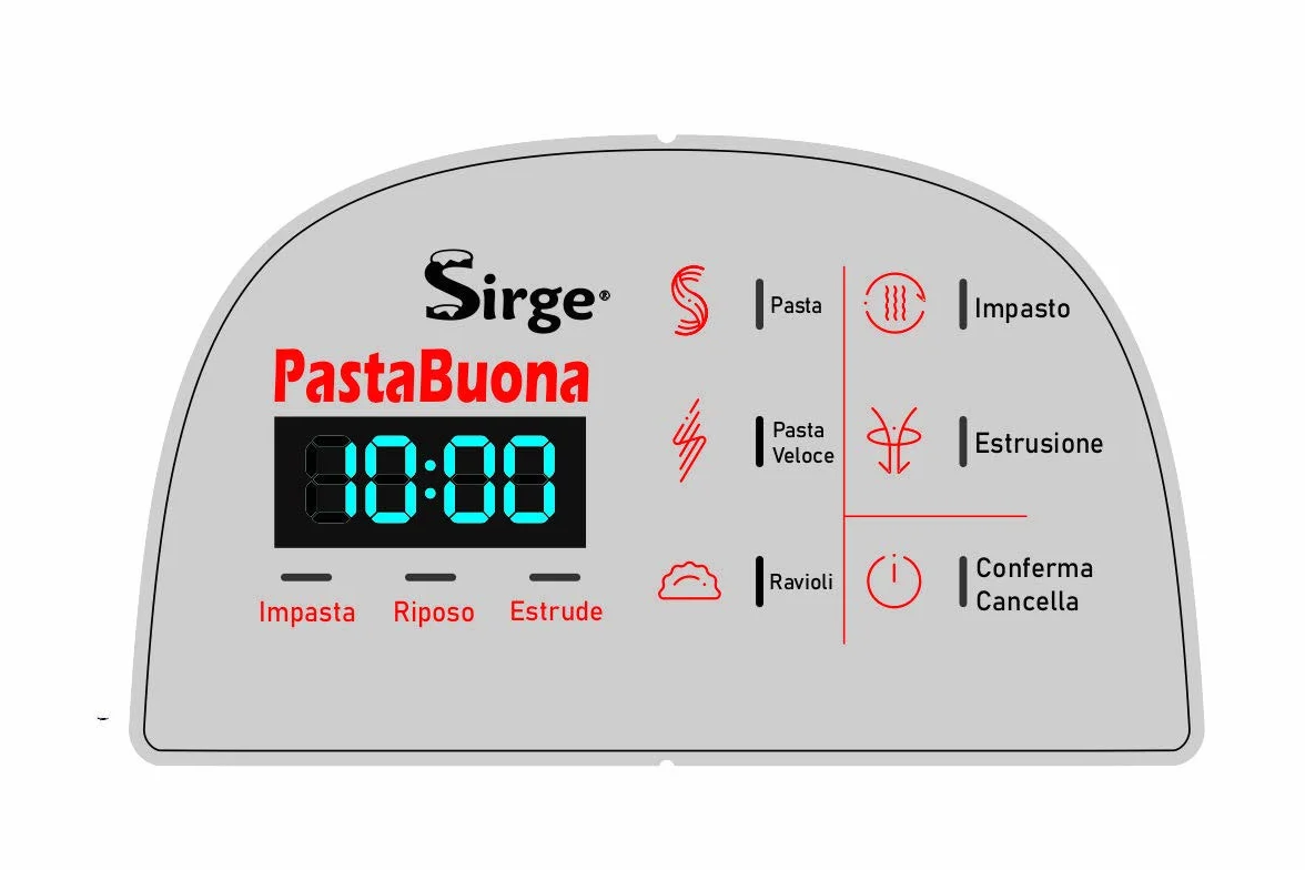 Sirge Pastabona Máquina para la Pasta 260 W – 13 Trafile – hasta 720 gr de pasta – Automática y también con Descanso – Incluye accesorio para pan/pizza/focas gratis