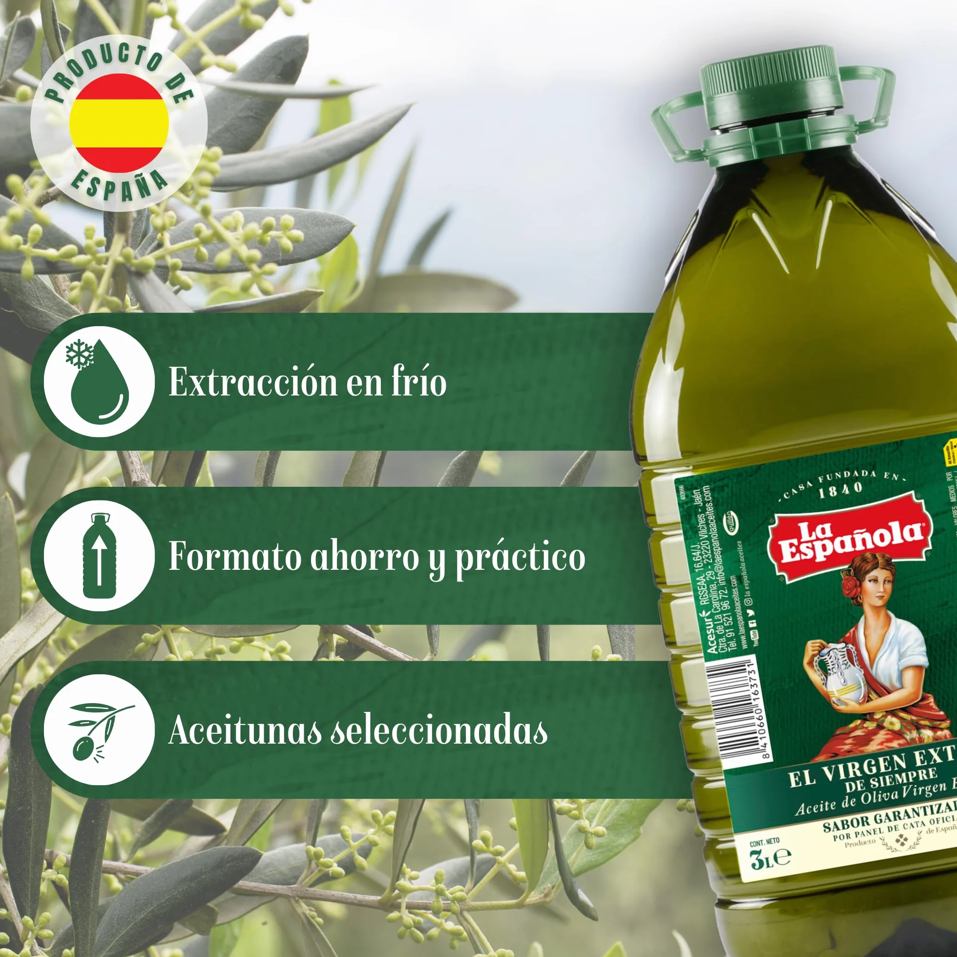 LA ESPAÑOLA Aceite de Oliva Virgen Extra Garrafa 3 Litros