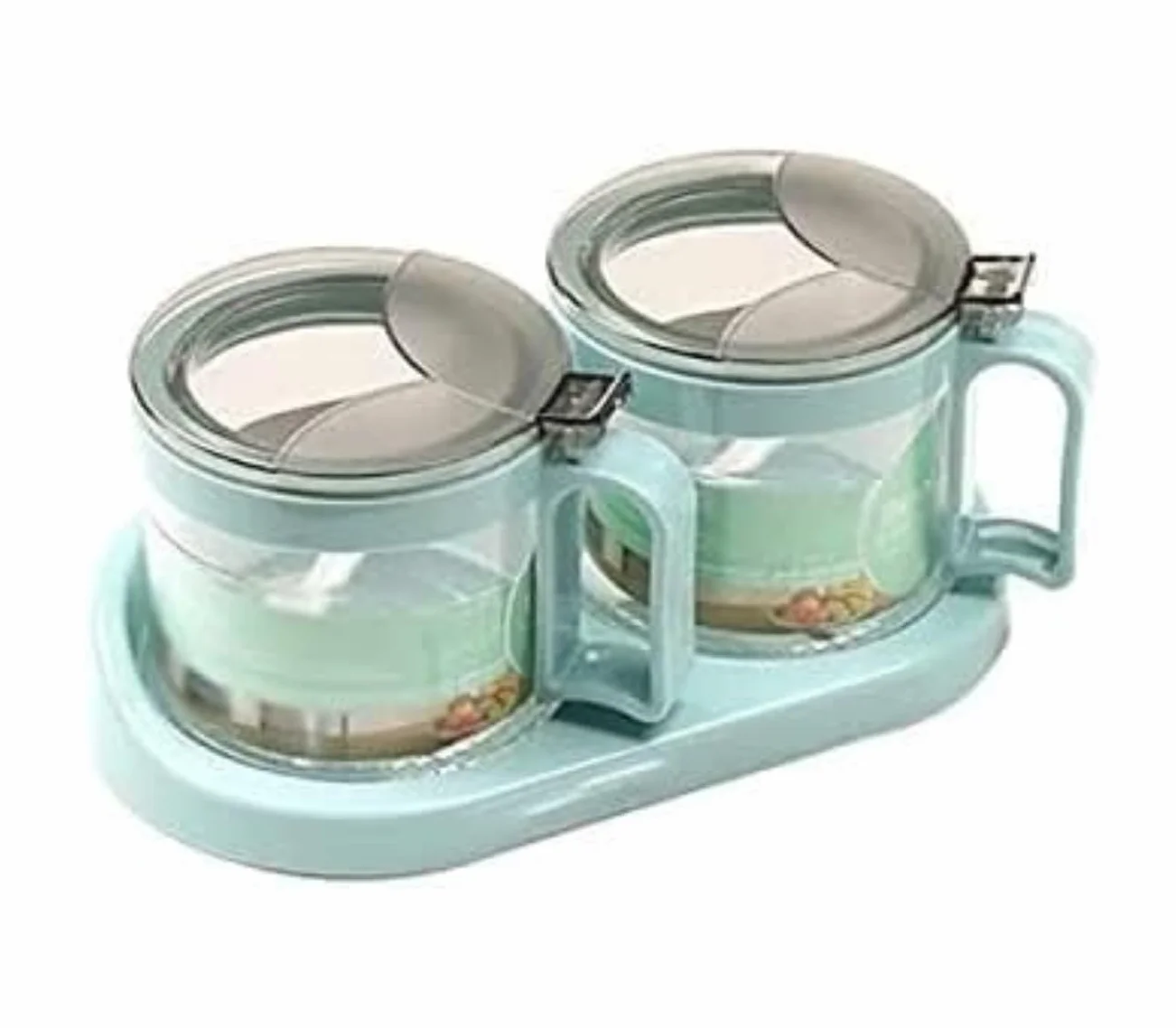 Salero Y Azucarero Cocina Juego De Sazonadores Vidrio Transparente Con Tapa Y Bandeja, Botella Especias, Tarros Condimentos Para Cocina Hogar Caja De Almacenamiento(2pcs)
