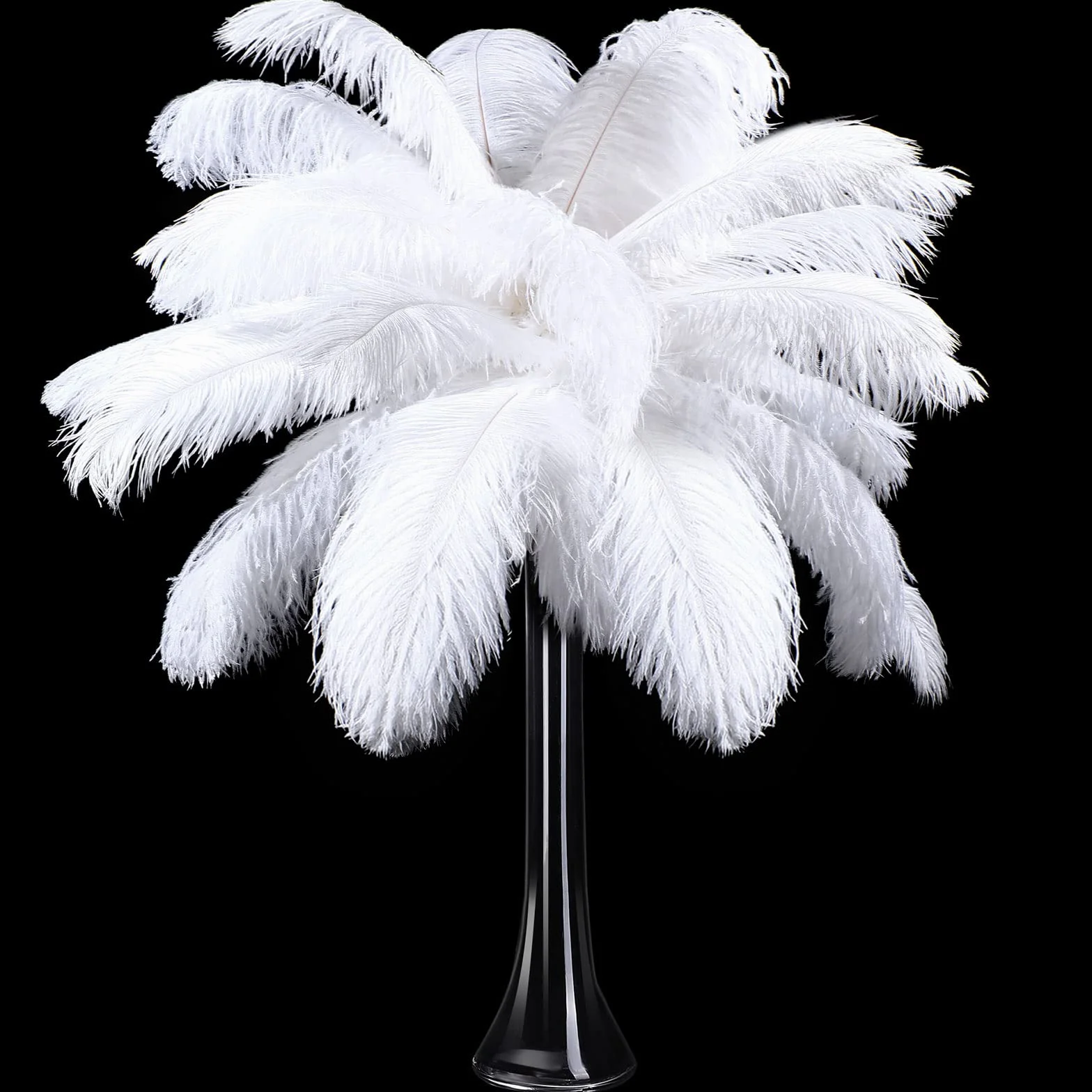 Tigeen 30 plumas de avestruz naturales para centros de mesa de 25-30 cm, 30-35 cm, para centros de mesa de boda, arreglos florales y decoración del hogar (blanco)