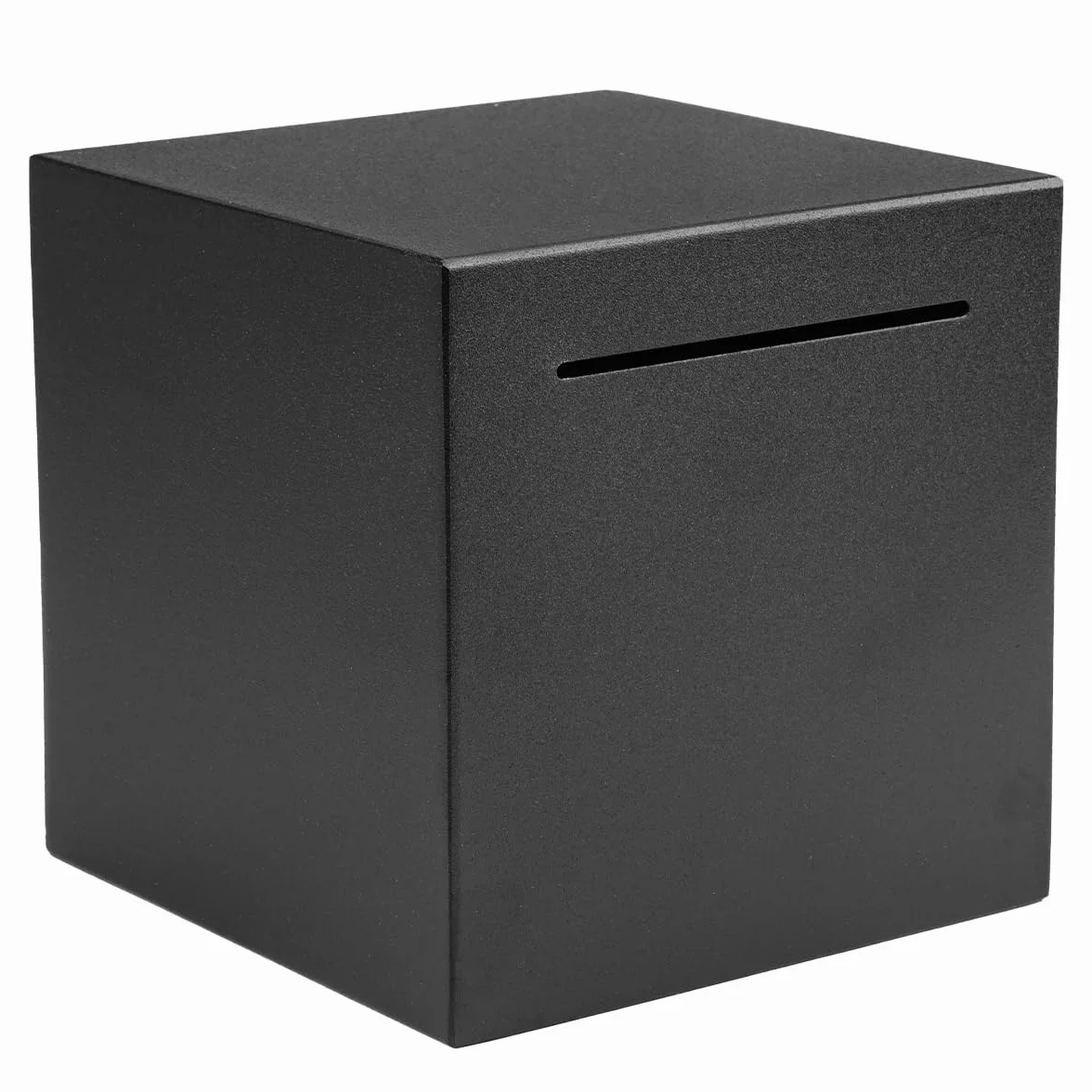 Hucha 12 x 12 cm, hecha de acero inoxidable, debe romperse para abrir, caja fuerte de acero inoxidable para adultos y niños (negro)