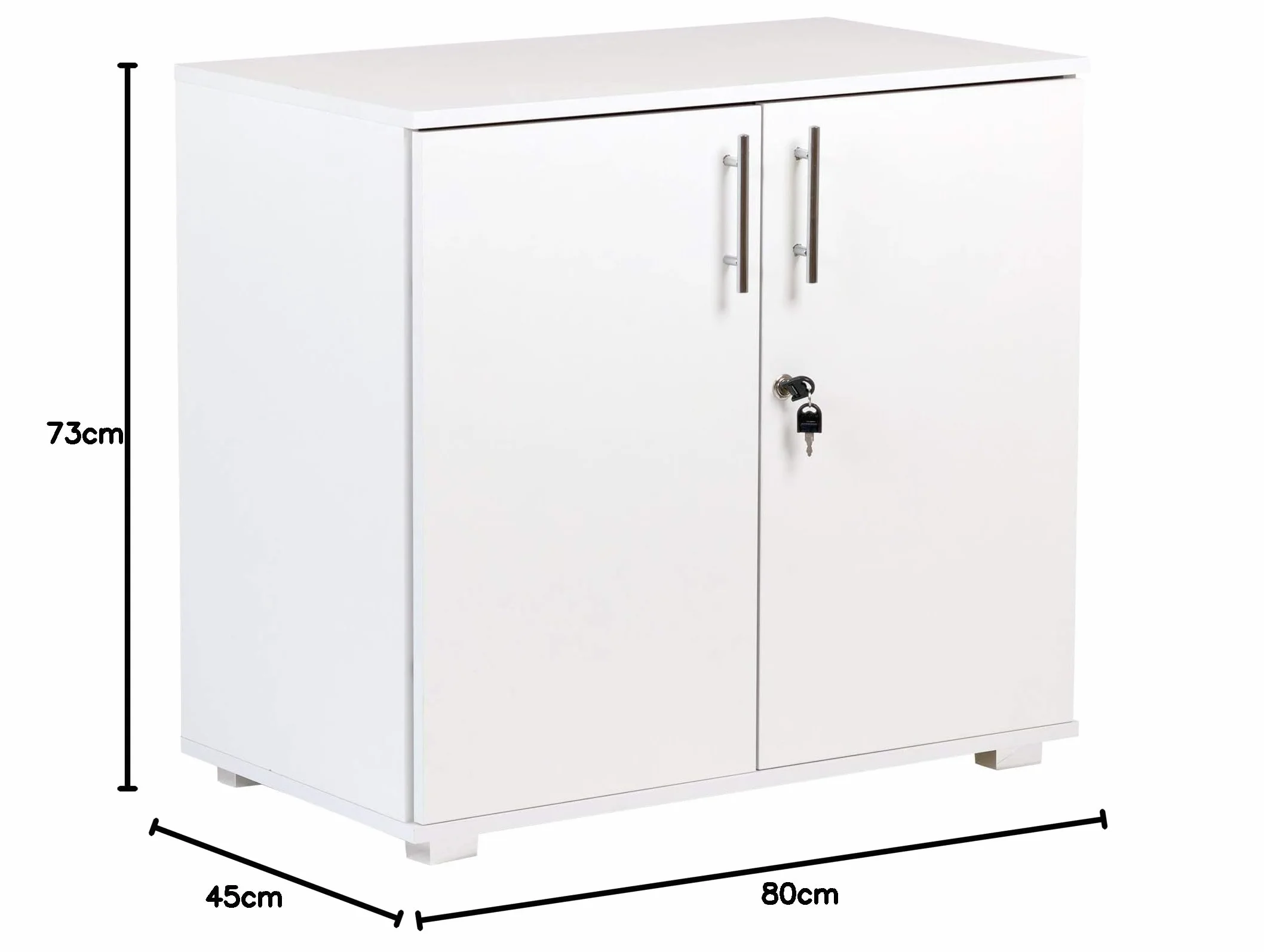 MMT Furniture Designs Ltd Armario oficina blanco escritorio 2 puertas con cerradura 75 cm alto
