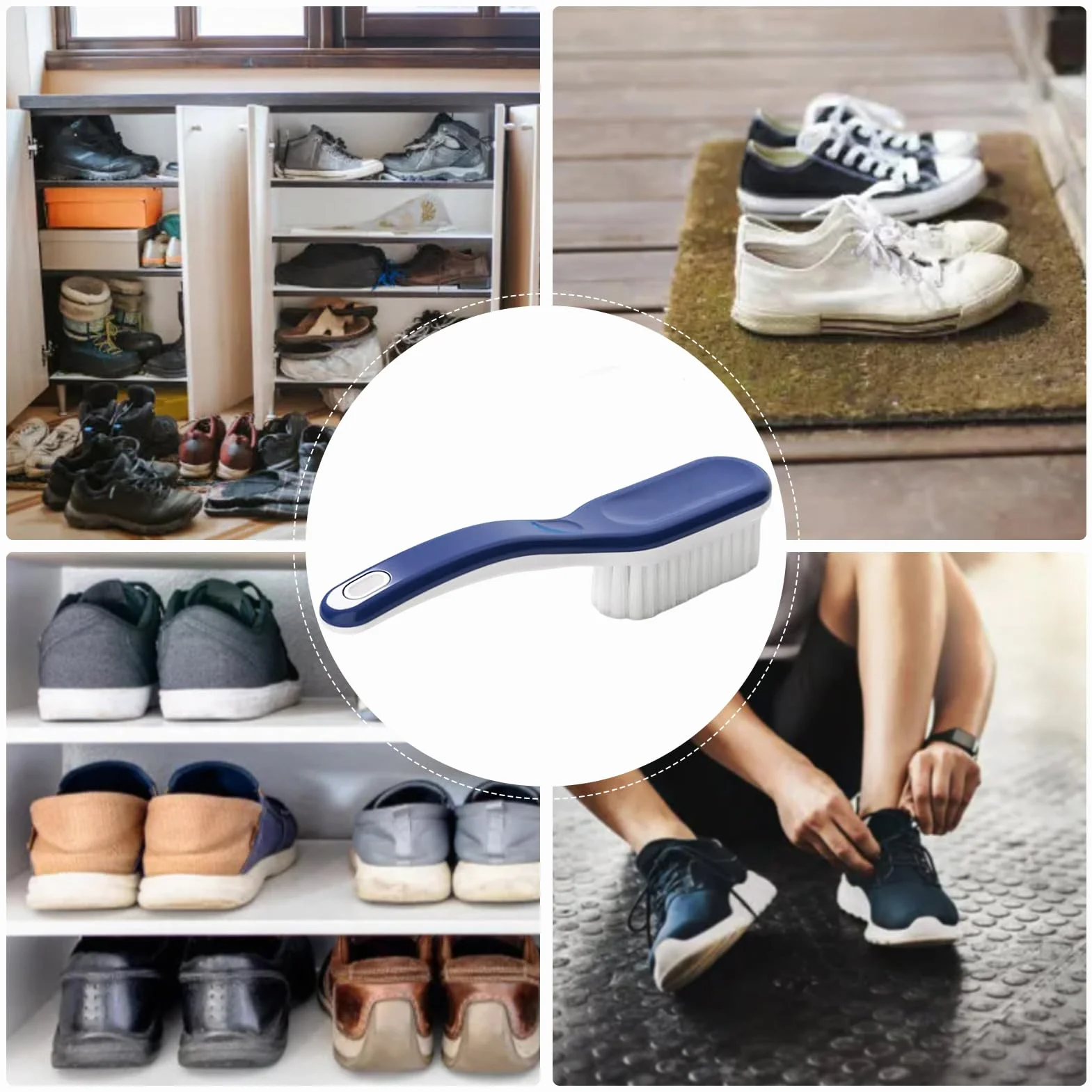 Cepillos para Limpieza De Zapatos,Cepillo Fregador Calzado | Eliminador De Manchas con Empuñadura Ergonómica para Zapatillas Alfombra Baño Ropa Y Hogar