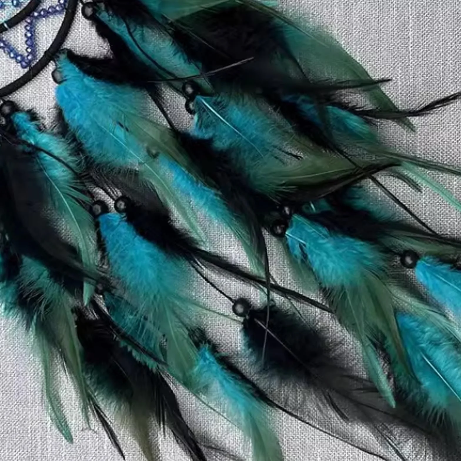 Atrapasueños de Luna para Colgar en la Pared del Dormitorio,diseño de Plumas Negras y Azules,decoración del hogar,Adornos para Colgar en la Pared del hogar,Regalo para Adultos,niños(Azul y Negro)