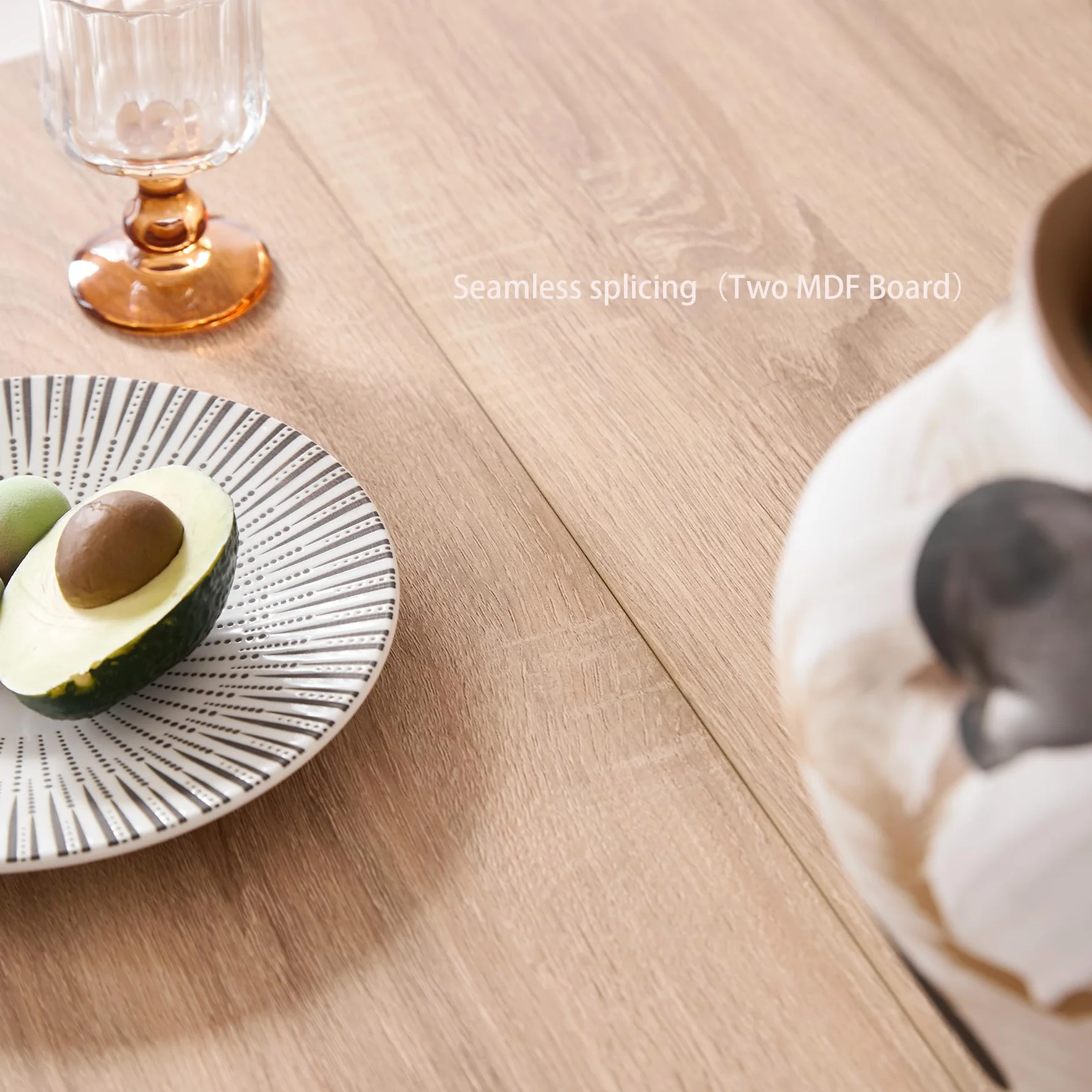 GrandCA HOME Mesa de Comedor Redonda, Mesa de Cocina Moderna de 120 cm, Mesa de Comedor con Base Redonda de Madera, Escritorio Grande de MDF para 4-6 Personas, Marrón Claro