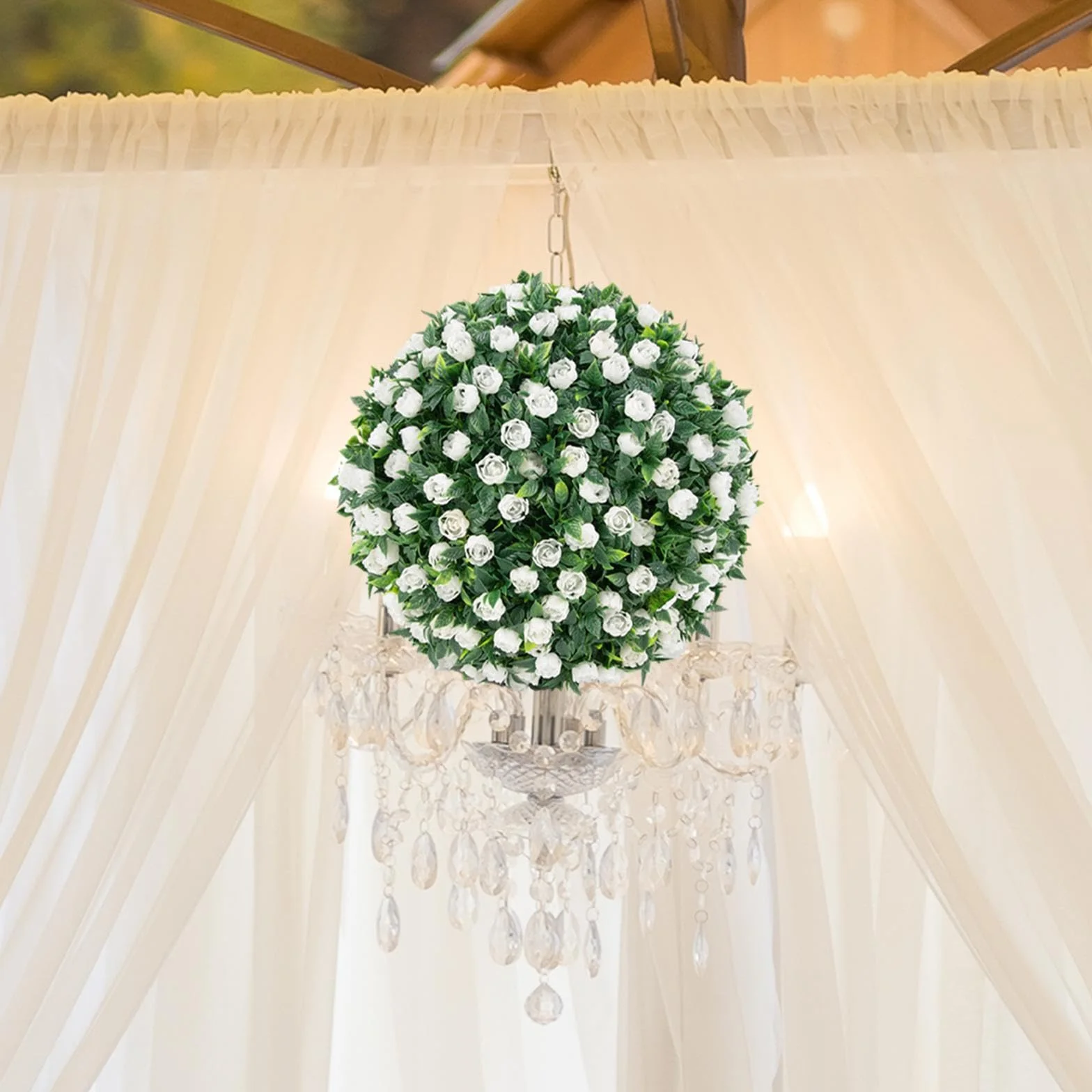Bola Verde para balcón, 20 cm, Plantas Artificiales Decorativas para Exterior, Bola de Flores de PE, fácil Instalar y cuidar, topiarios Artificiales, decoración Techo, árbol, Estilo C