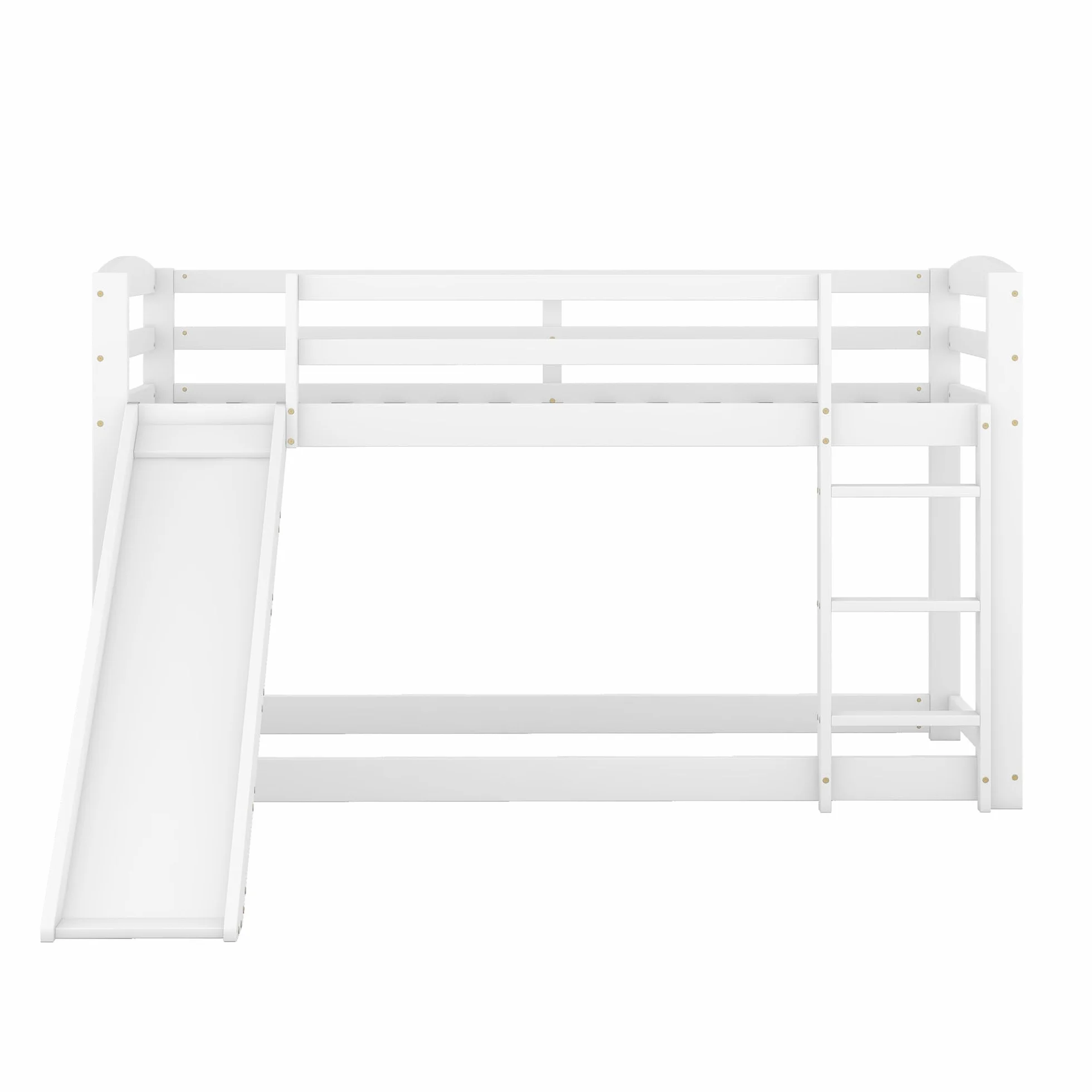 Azkoeesy Litera Infantil de 90 x 200 cm con tobogán y somier, con protección anticaída, Cama Individual, Cama para Adolescentes, Madera de Pino, Color Blanco.
