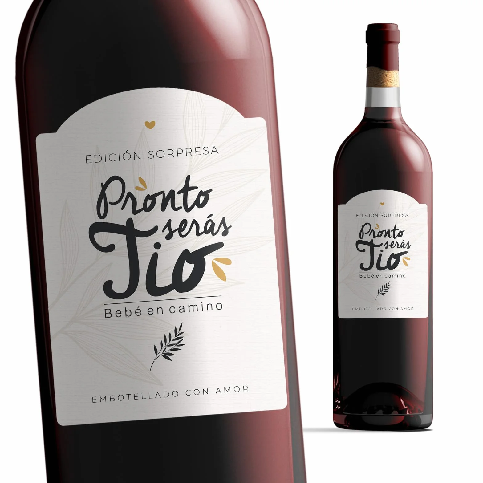 Manahia Etiqueta de Vino Tío Vas a ser tío bebé en camino Idea Regalo Original Emotivo Anuncio Embarazo Hermano Cuñado Sorpresa creativa anunciar Nacimiento Futuro Tito