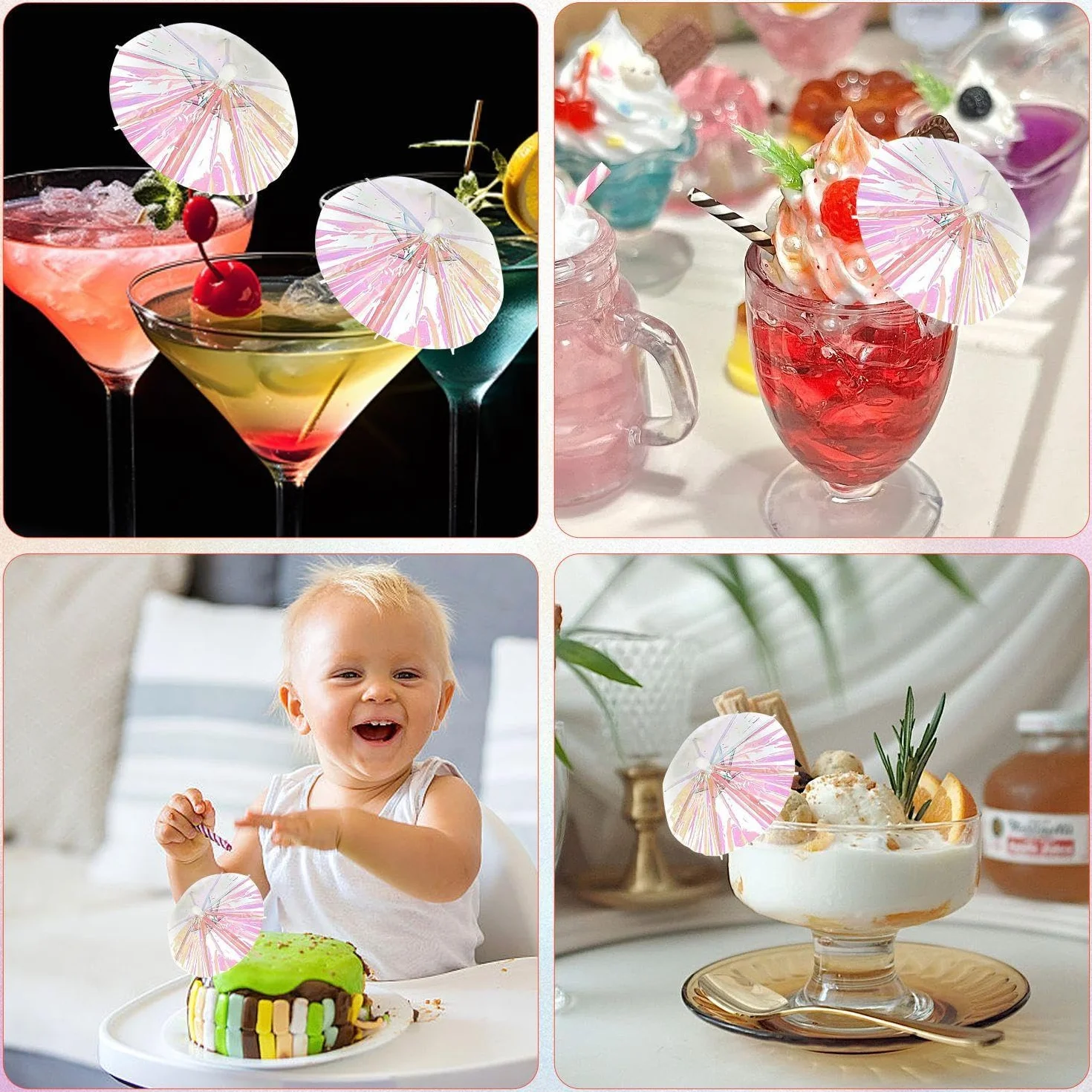 100 Paraguas De Vino Fluorescentes, Paraguas De Papel De Frutas, Decoraciones De Cócteles, Paraguas De Decoración De Alimentos, Paraguas De Papel Para Decoración De Bebidas De Bar