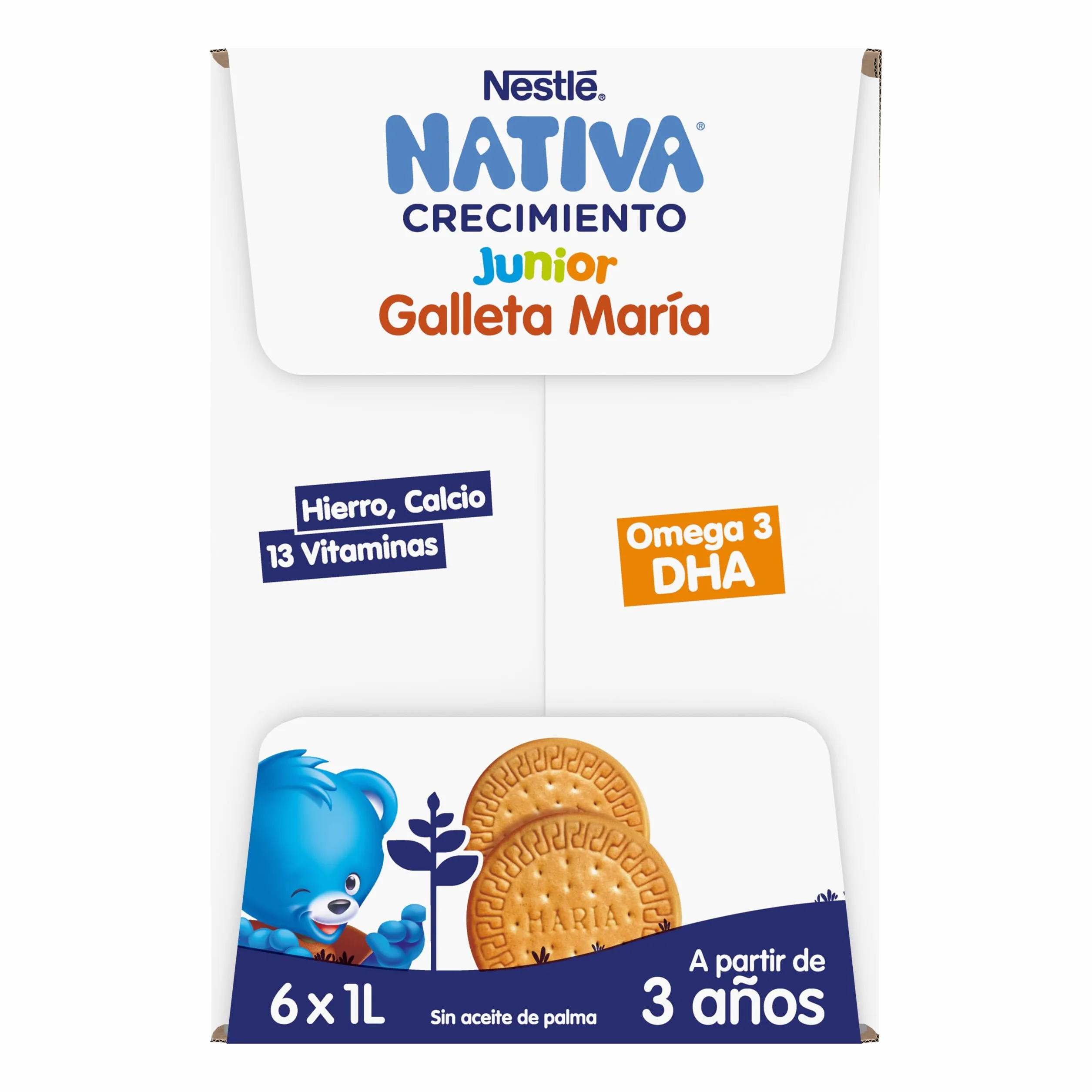 NESTLÉ NATIVA Crecimiento JUNIOR Galleta Leche crecimiento líquida para niños 36 meses pack 6