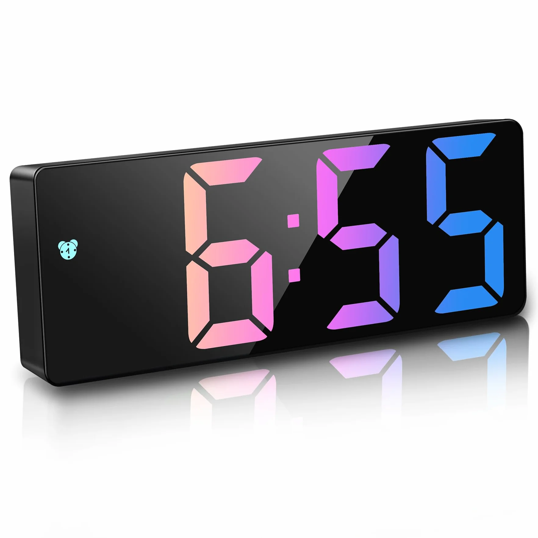 JQGO Reloj Despertador Digital, Pantalla LED Grande, Alimentado por Batería, Alarma Activada por Sonido, con Pantalla de Fecha y Temperatura Función Despertado,Colorido