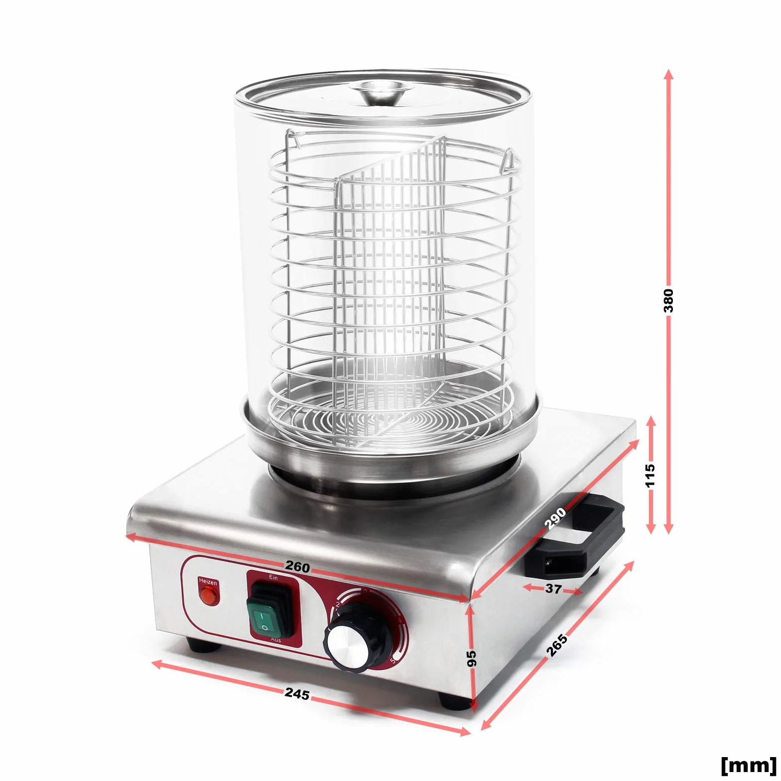 Máquina de perritos calientes 450W Cocedor de salchichas para hostelería fiestas