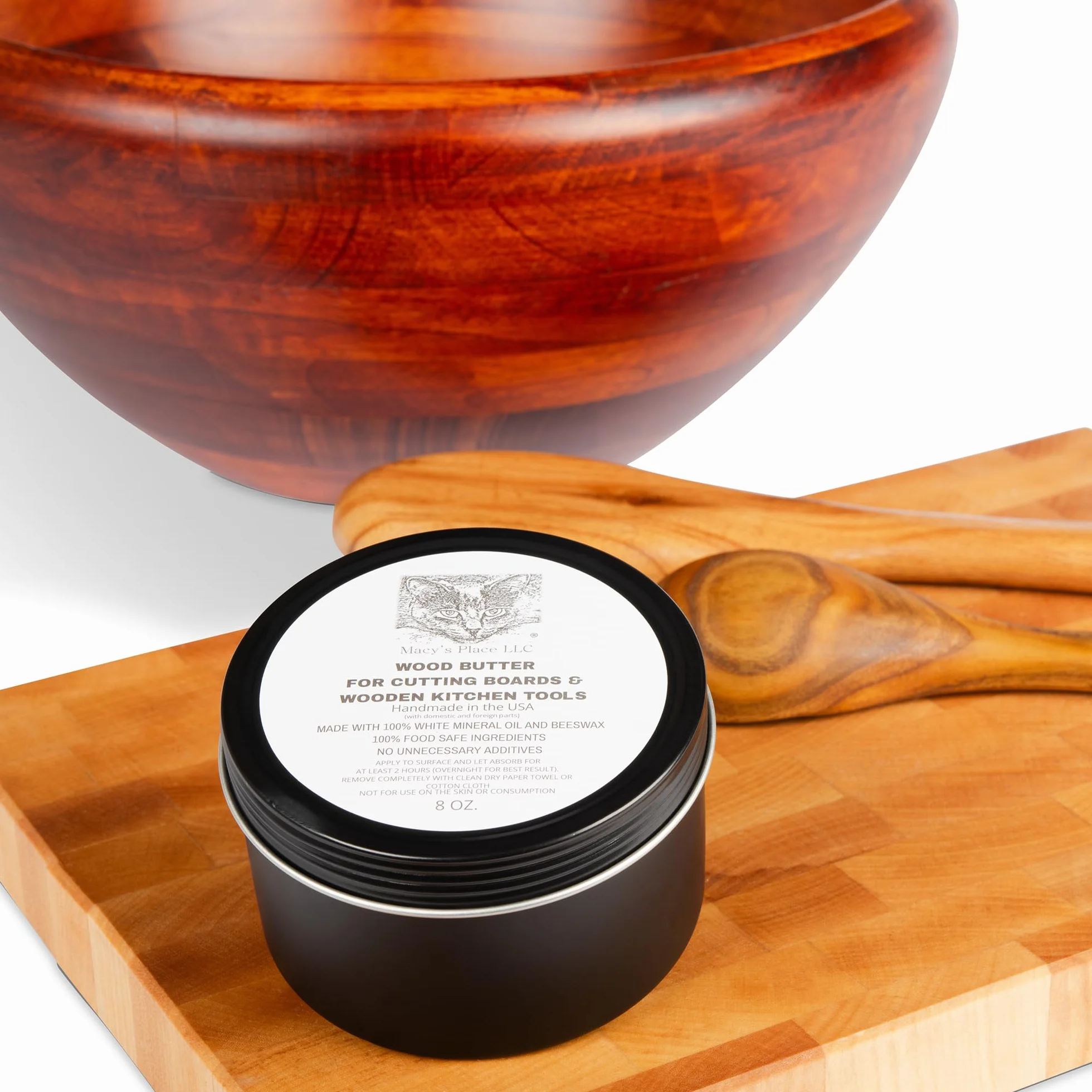 Acondicionador de cera de mantequilla de madera 226.8 g para tablas de cortar