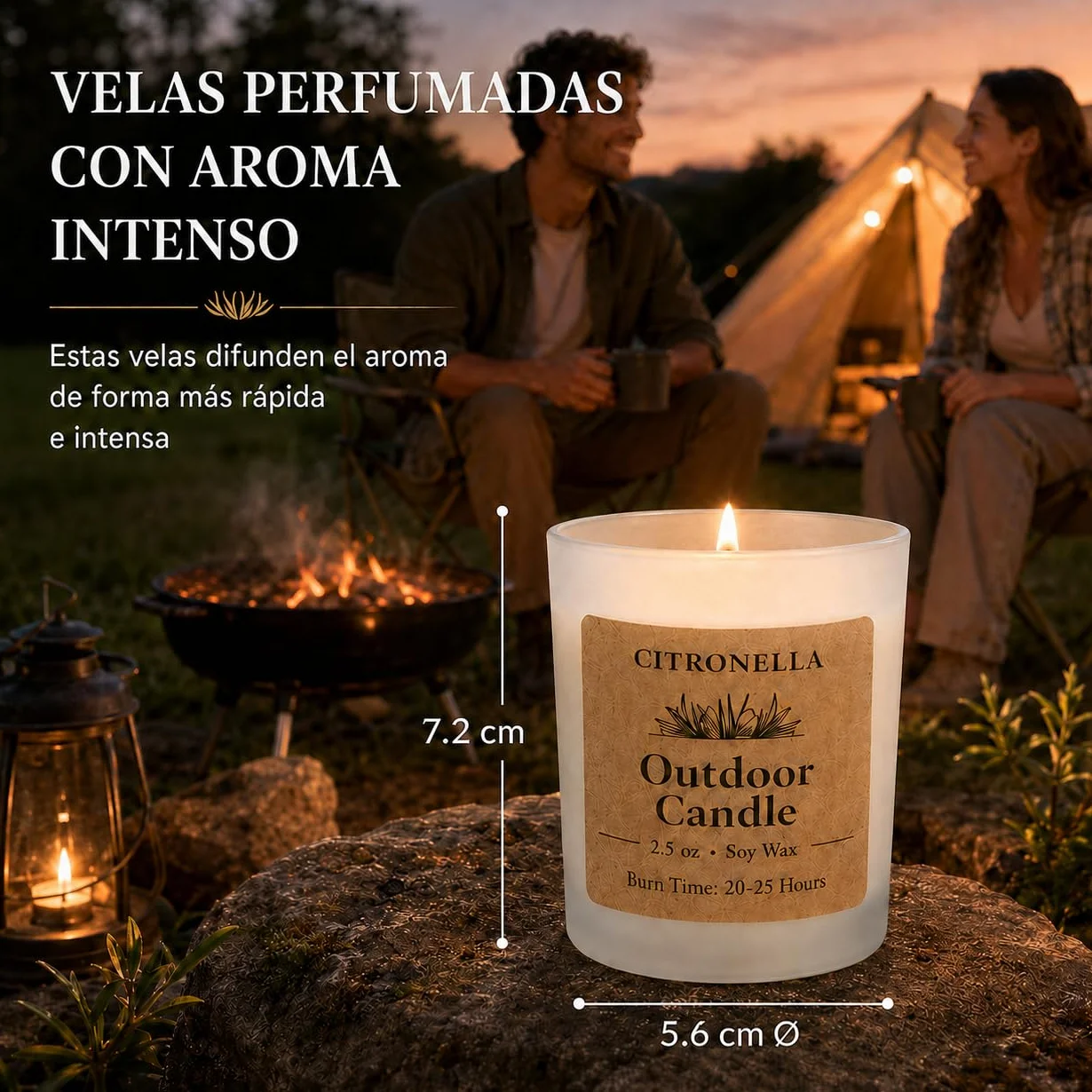 Set Regalo Velas Aromáticas Citronela, 12 x 70g Velas Citronela Exterior, Cera de soja natural y aceites al 6%, aroma veraniego para cocina/jardín/Fiestas/camping/picnic