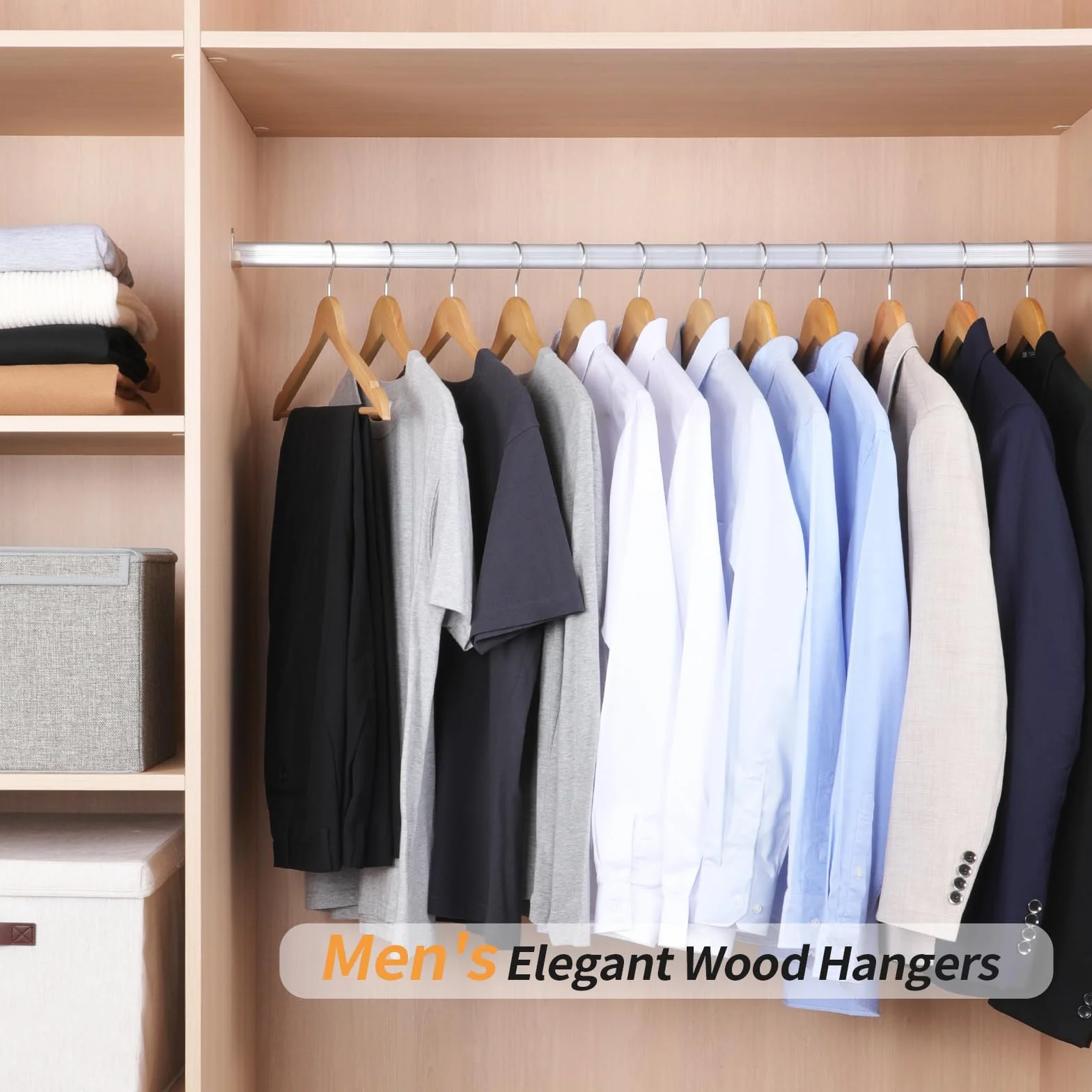 Amazon Basics Perchas de madera para traje natural 10 unidades