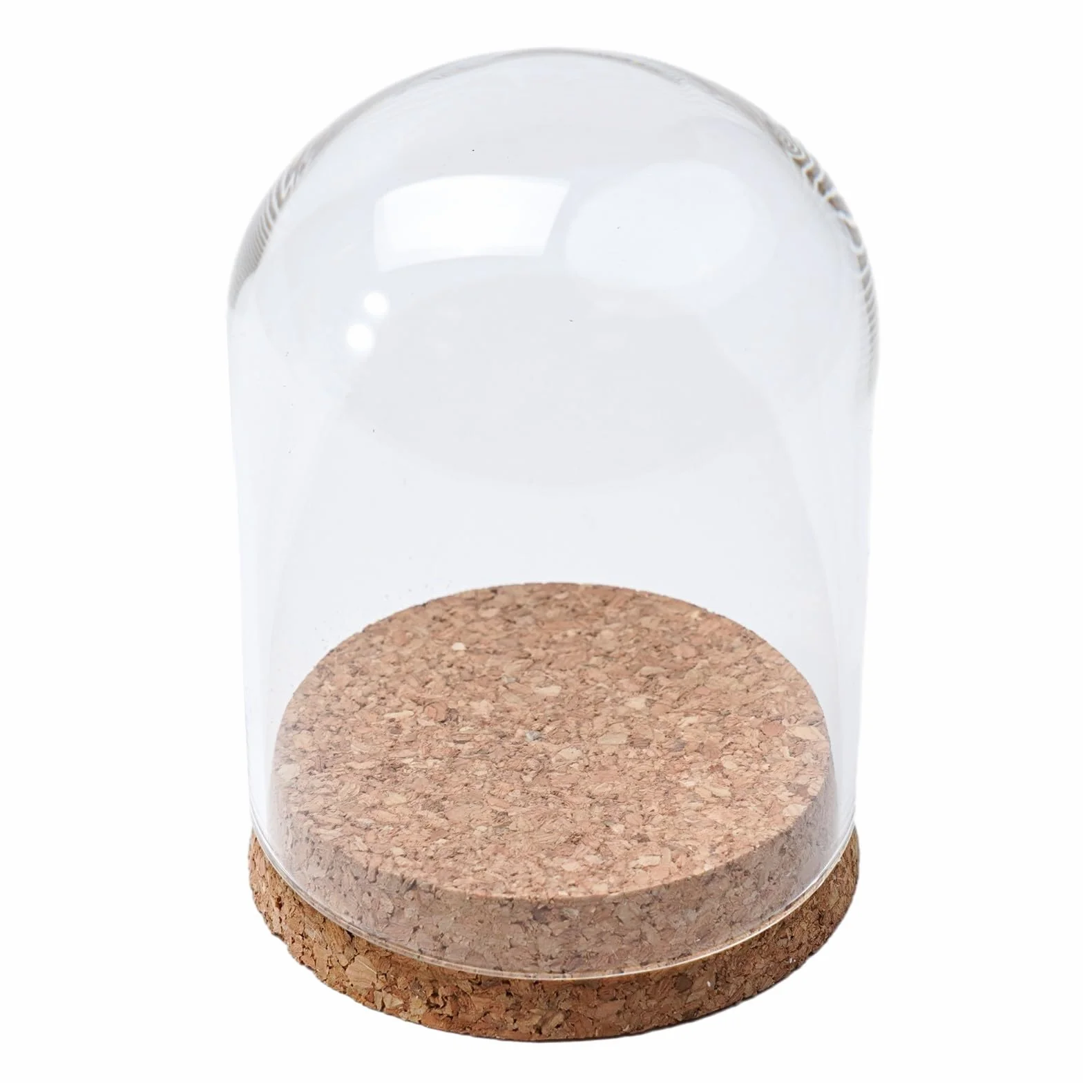 Gdfnmogo Cubierta de cúpula de cristal para plantas suculentas y flores, cristal transparente hecho a mano con base de corcho de madera natural, decoración de mesa para sala de estar, dormitorio