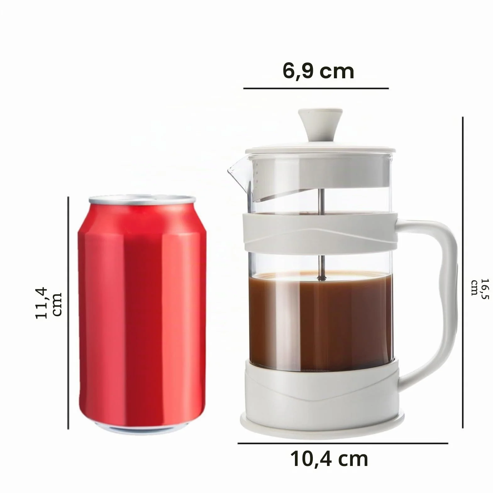 ParaCity Cafetera Francesa/Prensa Francesa, French Press de filtro de acero inoxidable 304 y vidrio resistente al calor, cafetera embolo de 350ML para viajes y regalo en el hogar (blanco)
