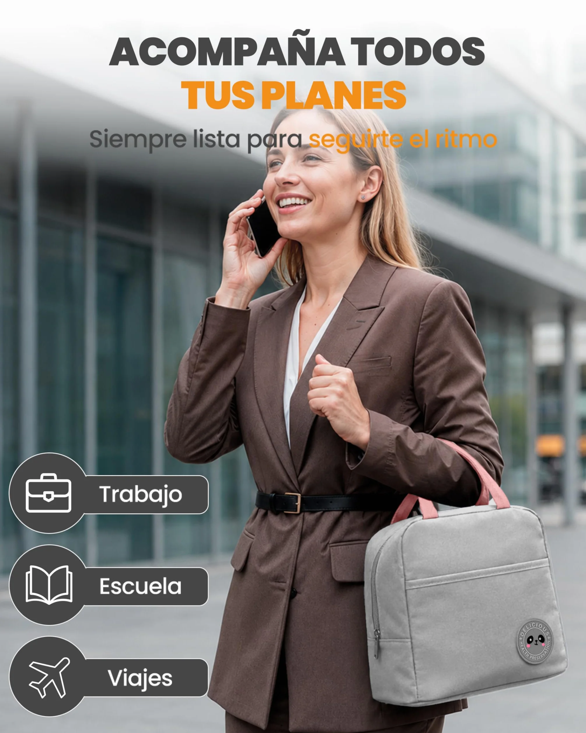 Bolsa Térmica Porta Alimentos 7L Nevera Portátil Aislamiento Impermeable Hermética Isotérmica Gris Rosa