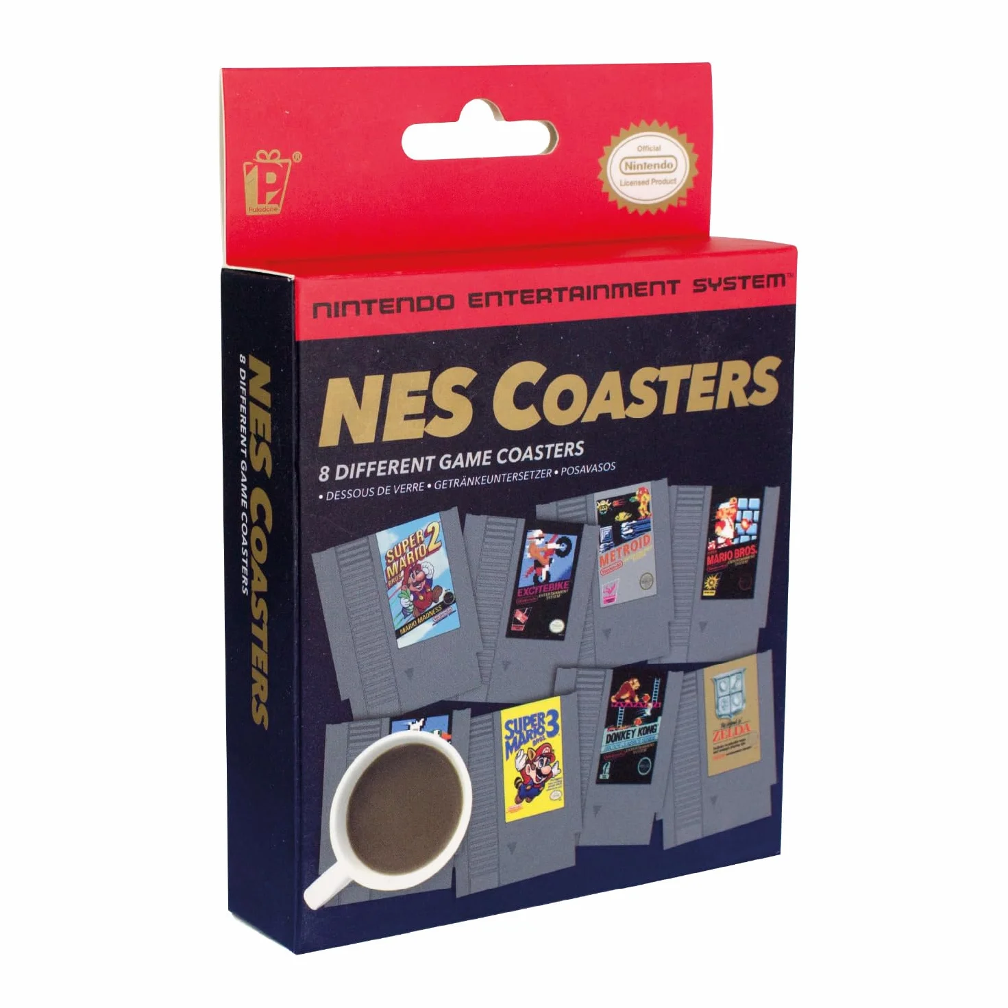 Posavasos Retro NES Nintendo - Set de 8 Posavasos Oficiales con Juegos Clásicos, Regalo para Gamers