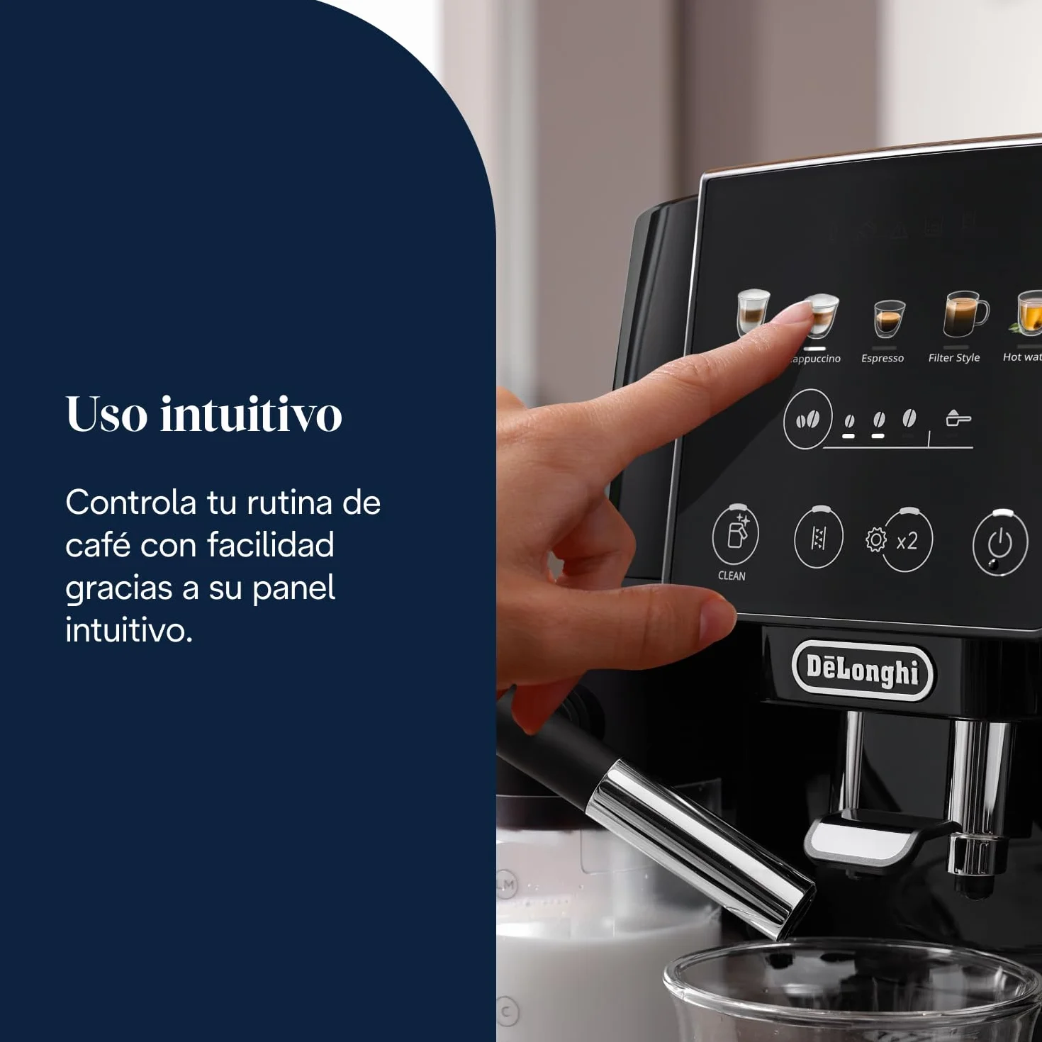 De’Longhi Magnifica Start - Cafetera Superautomática, LatteCrema Jarra de leche automática, 5 Bebidas One-Touch, Controles Soft Touch, Negro (ECAM222.91.B)